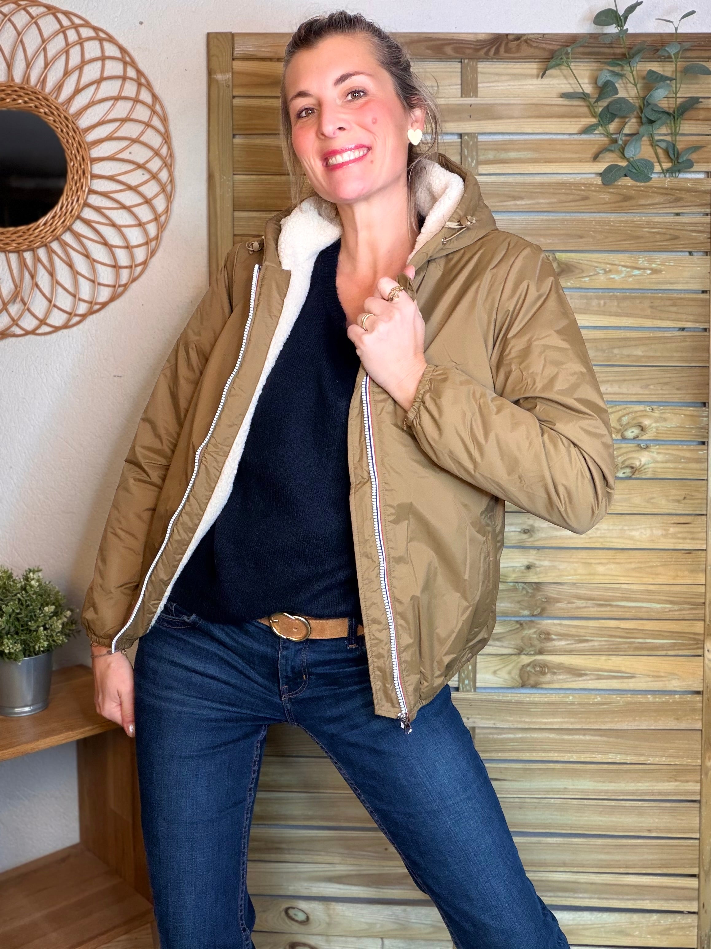 Parka Imperméable LOUISE COURT sherpa - Camel - LAURA JO