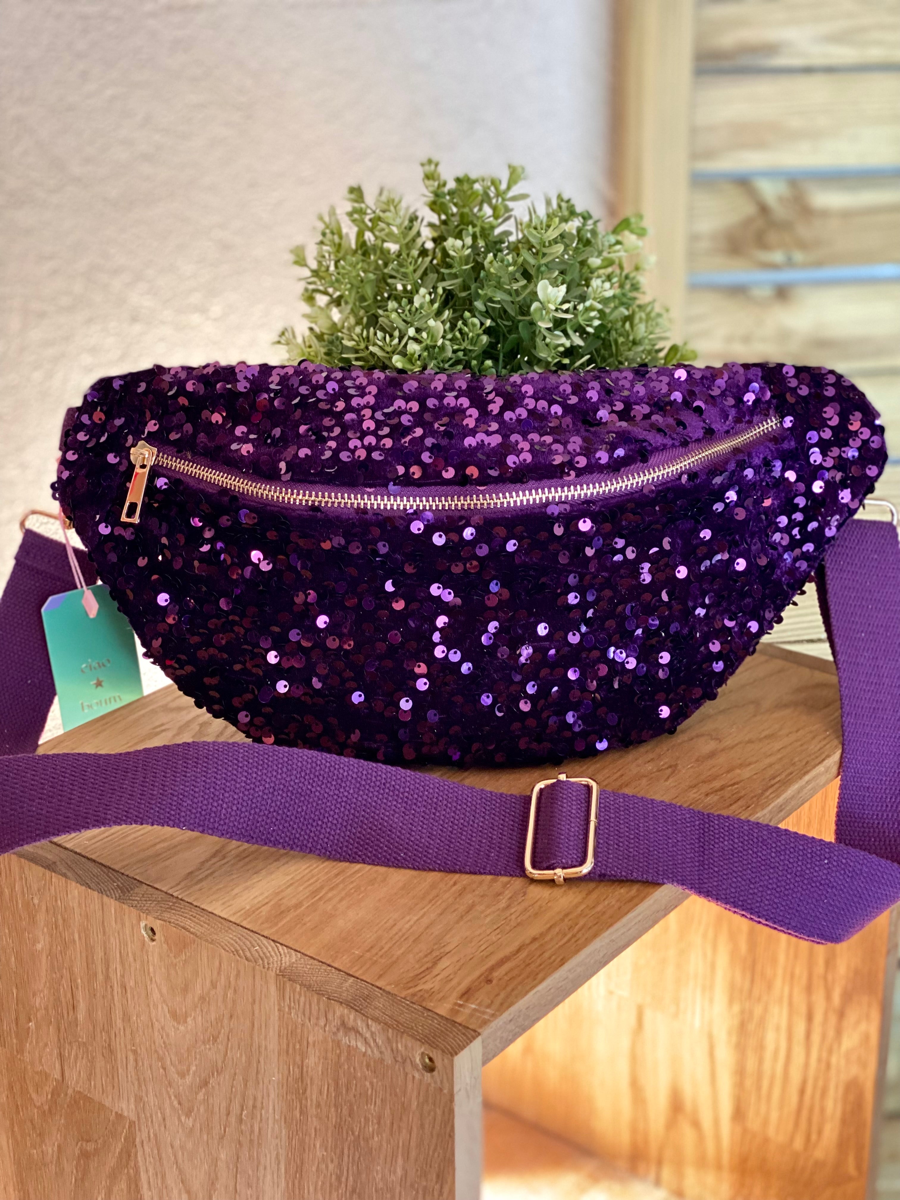 Sac banane L velours à sequins Ciao Boum- TAYLOR - Violet