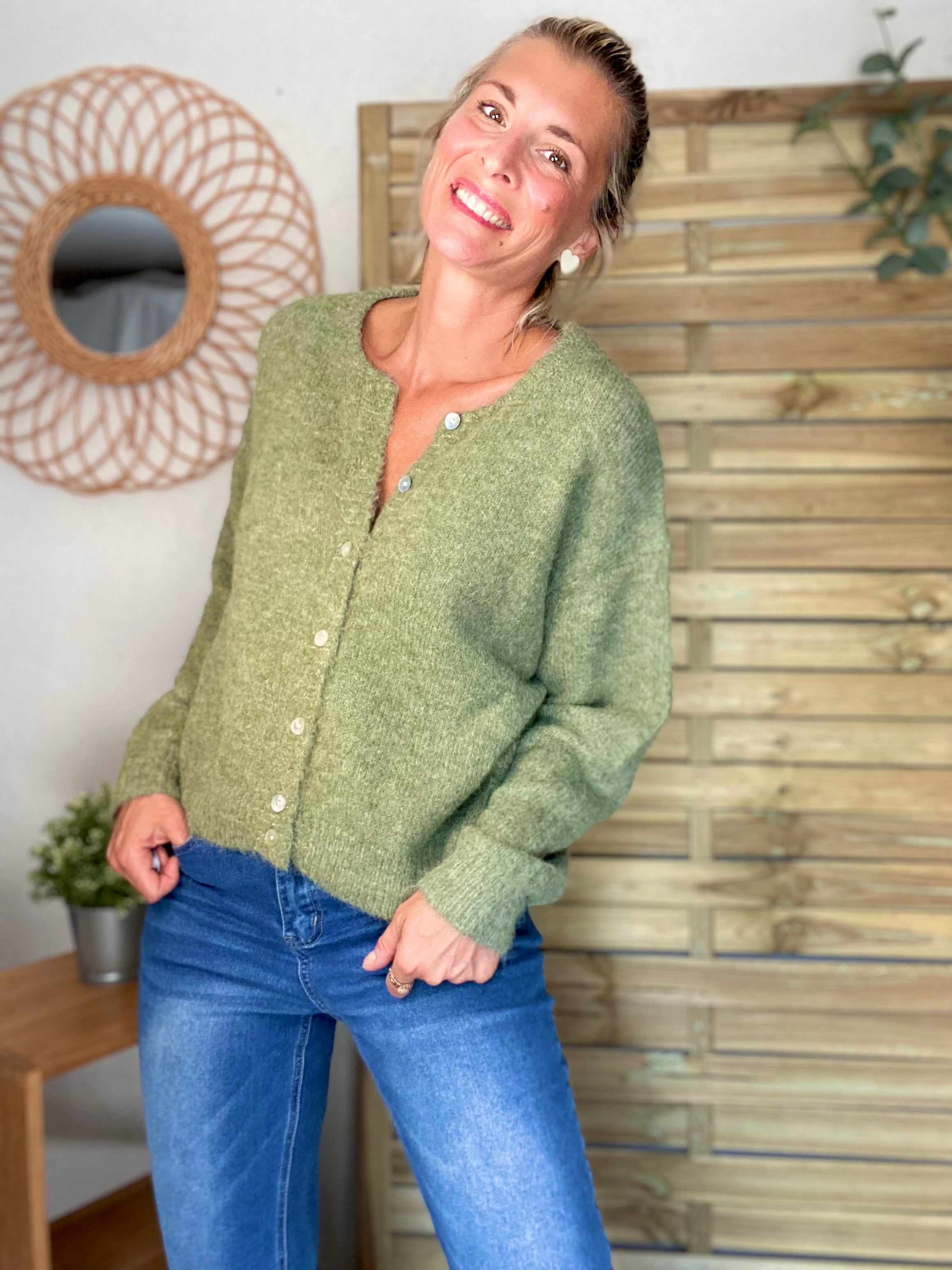 Gilet en maille MERYL - Olive