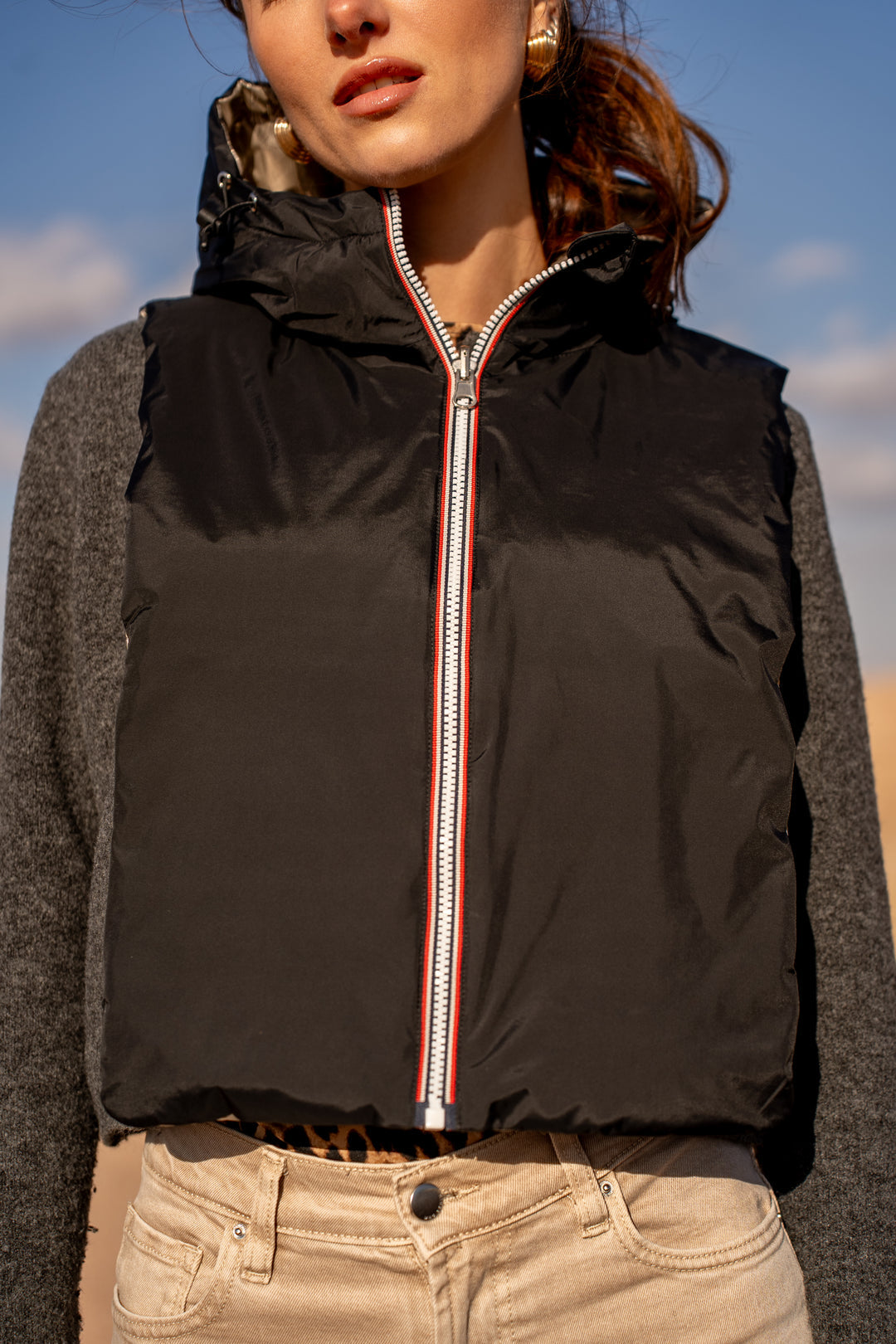 Col capuche amovible réversible  DANY - LAURA JO - Noir / Doré