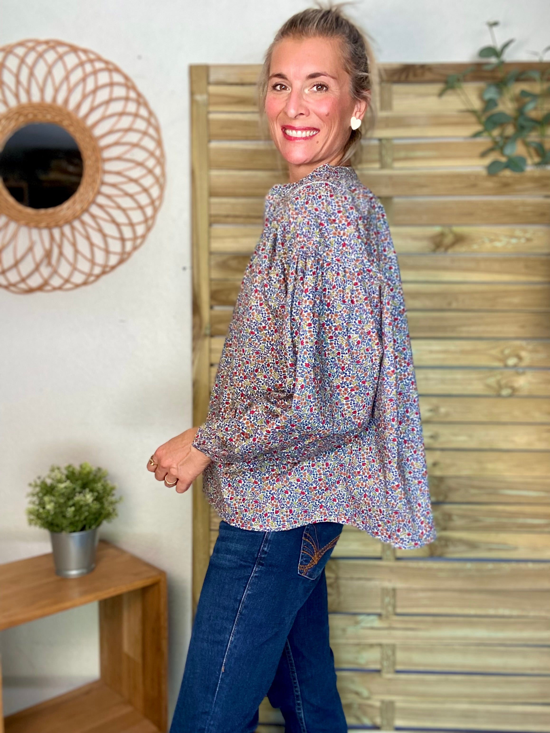 Blouse ample Liberty bleu EDWIGE