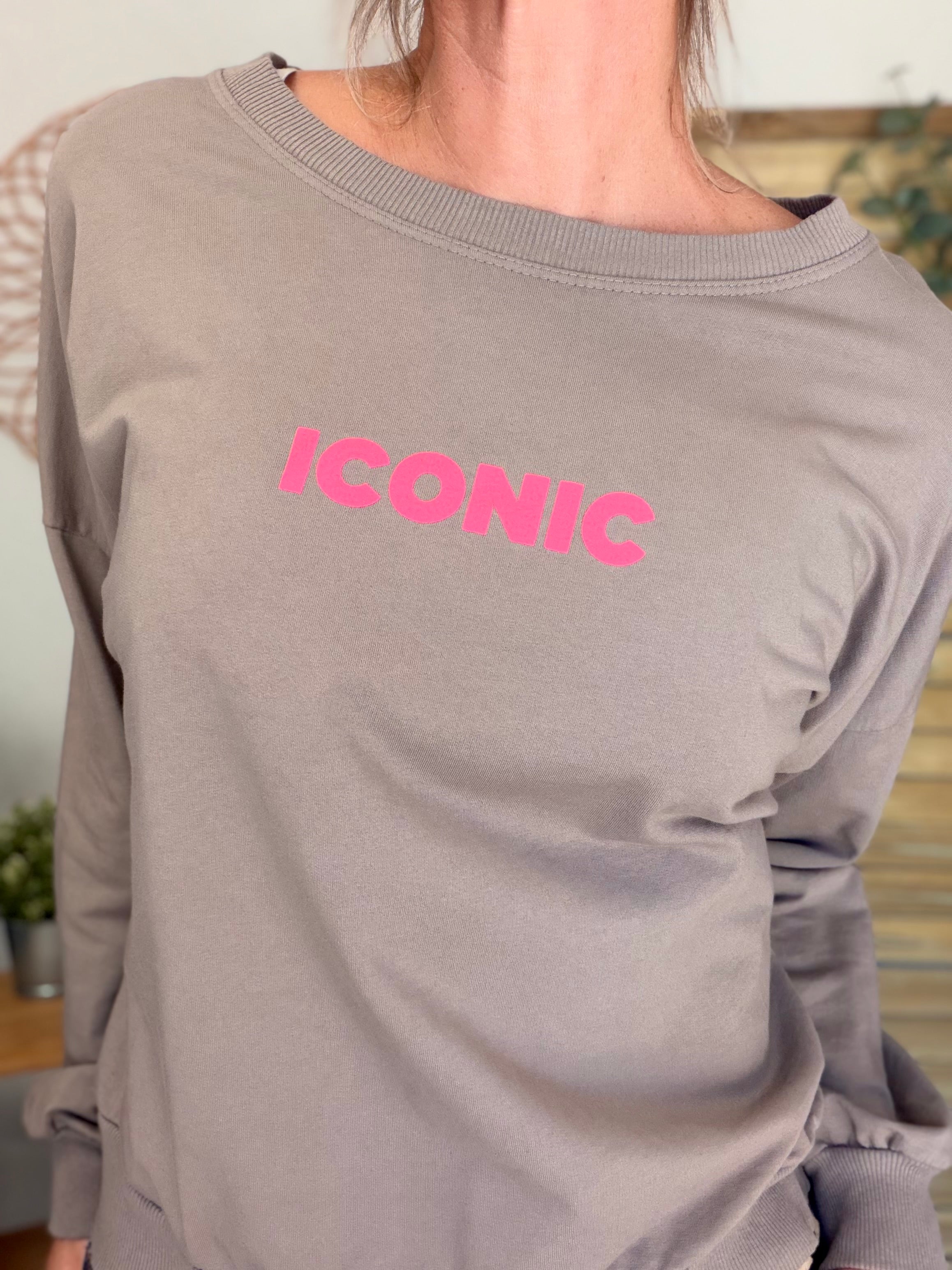 Sweat ICONIC léger 100% coton FAUSTINE Taupe (taille 36 à 46)