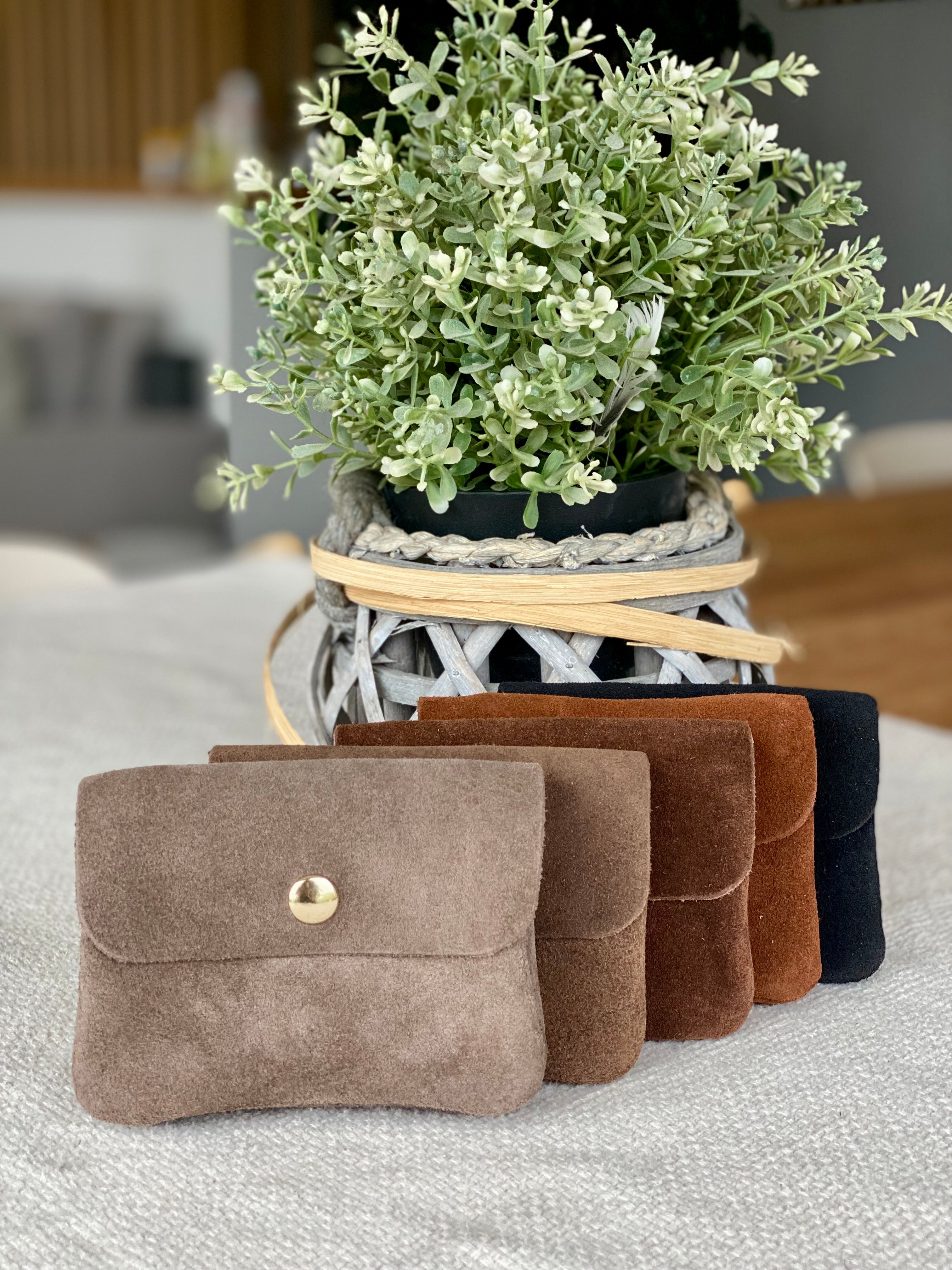 Porte monnaie / porte carte en cuir daim ACHILLE