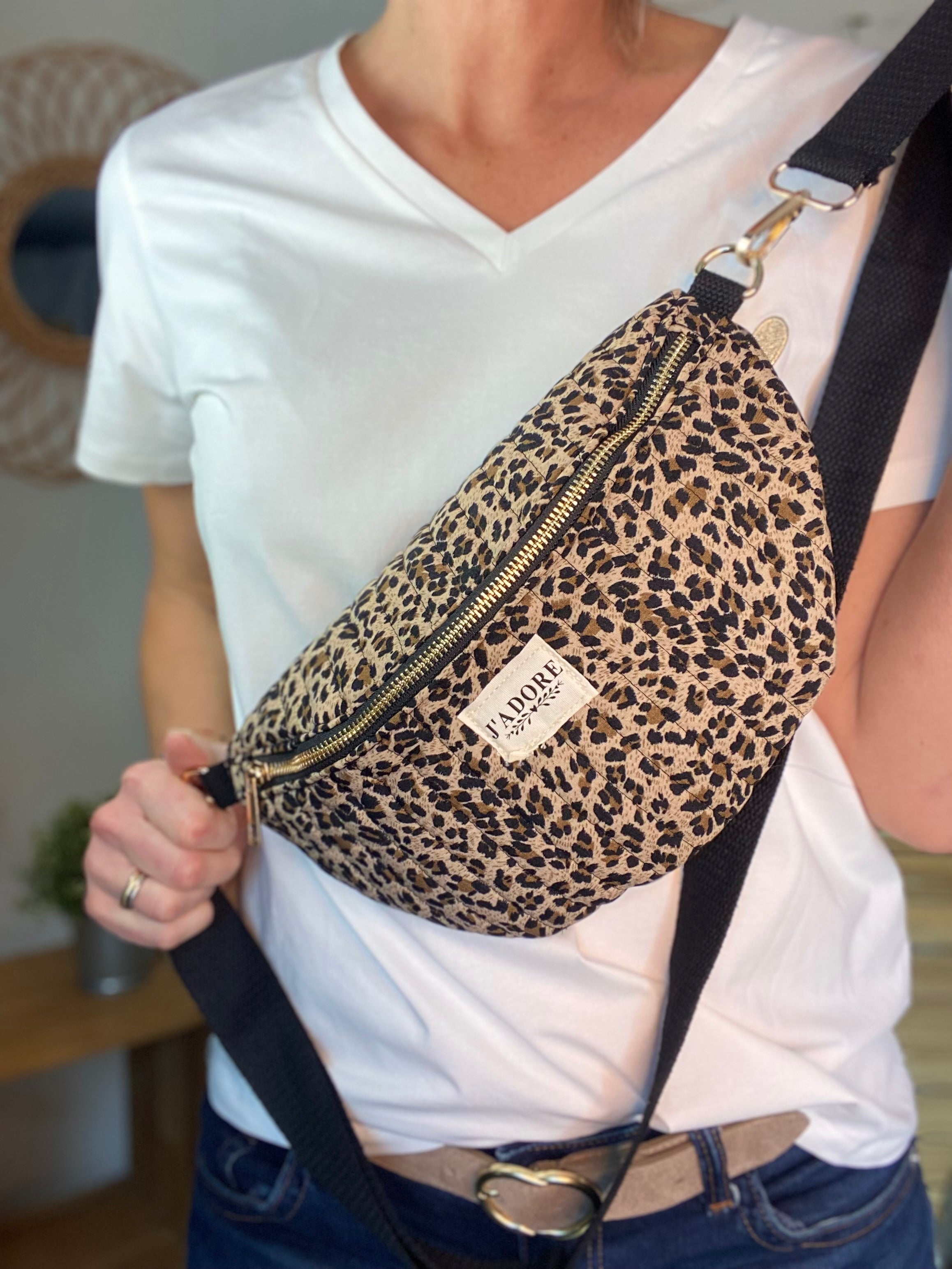 Sac banane L matelassé - JOSIE - Léo beige 🐆