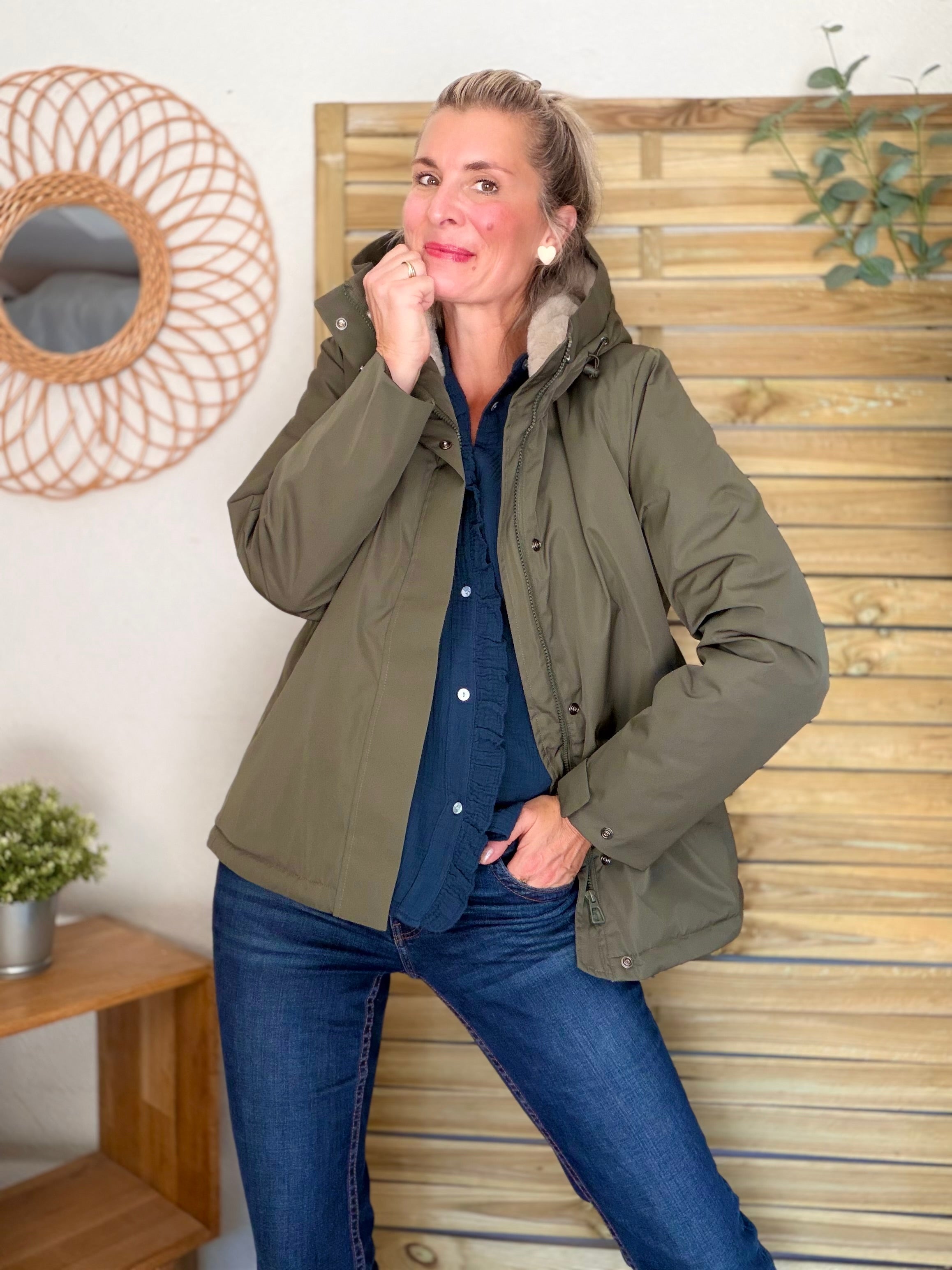 LAURA JO - Parka fourrée imperméable AMBRE MI-LONG - Kaki / Beige