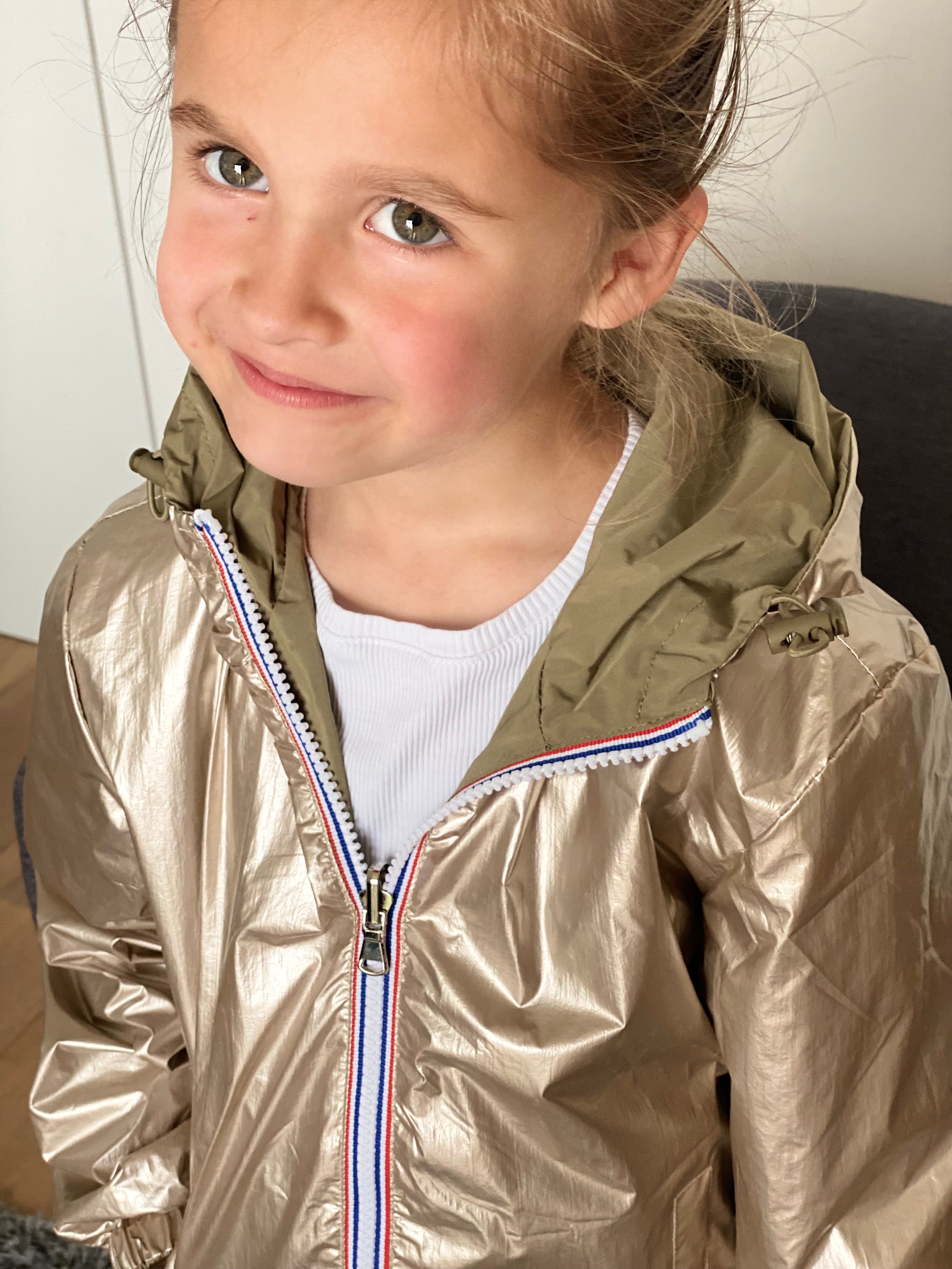 Veste Imperméable réversible mixte GARANCE KIDS - Kaki clair / Doré