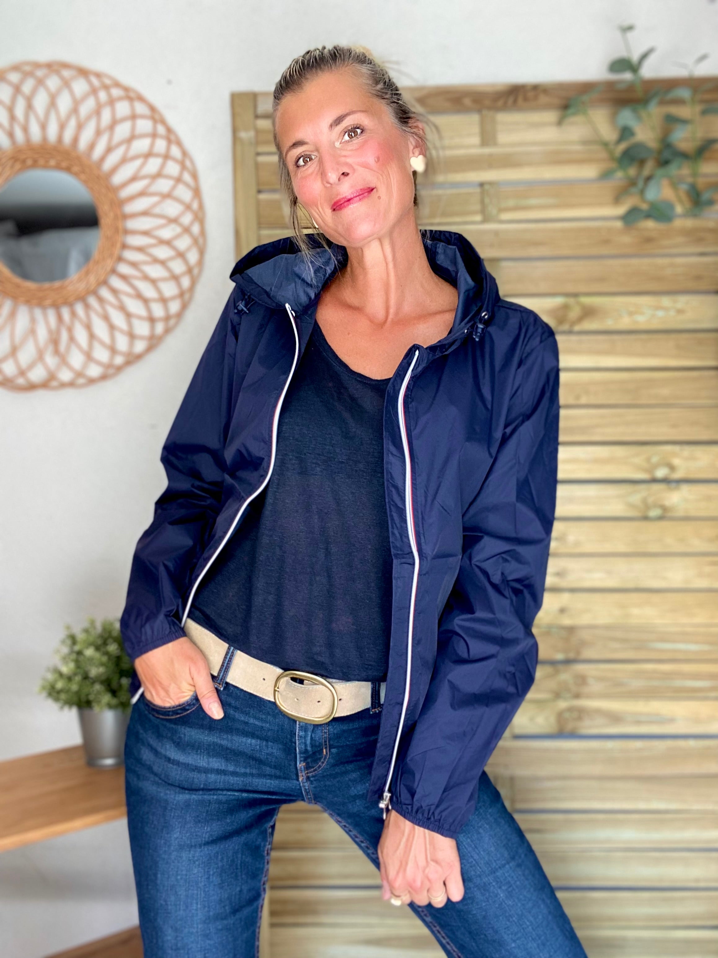 Coupe vent imperméable ANNA COURT Bleu marine - LAURA JO