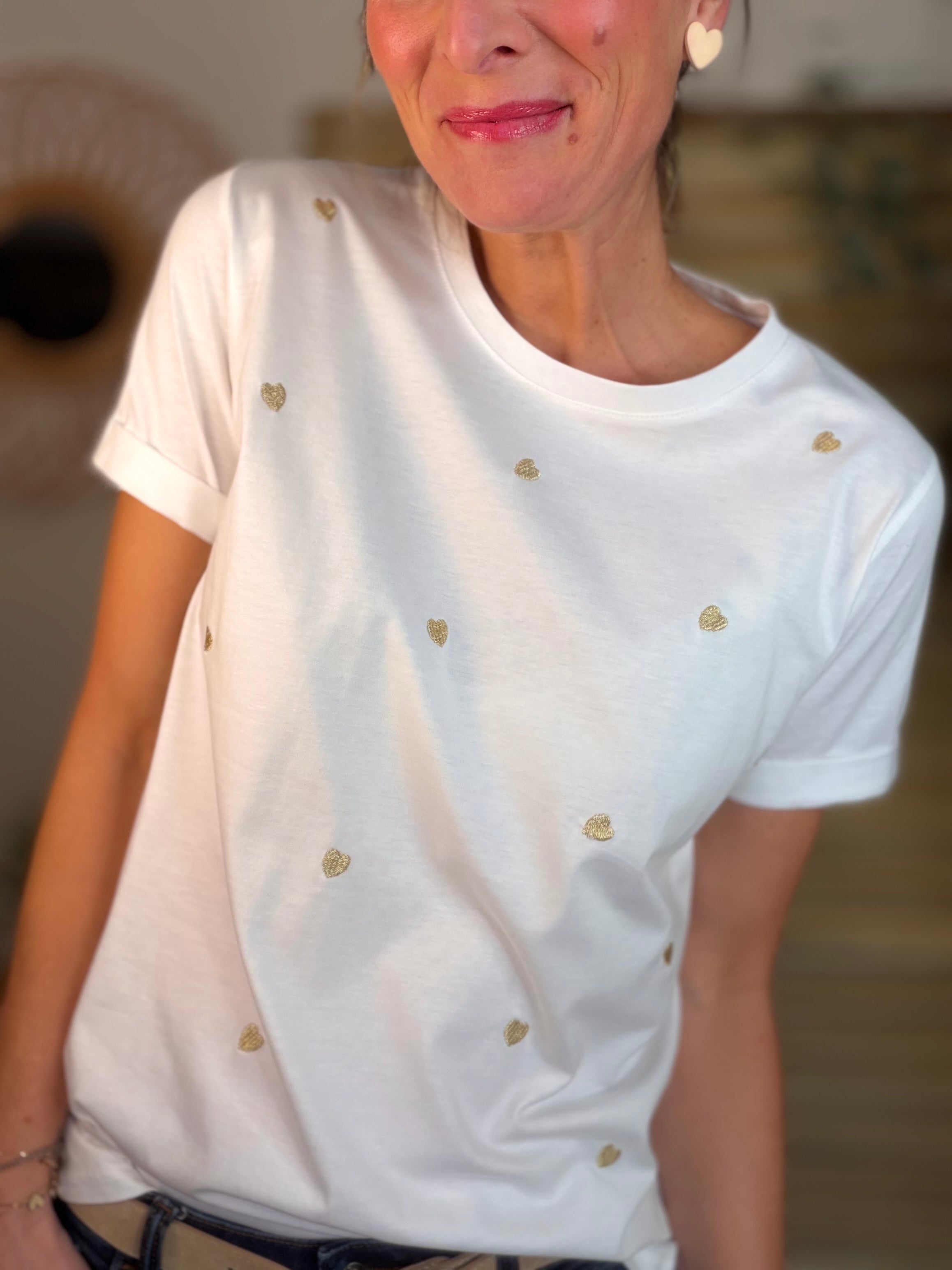 Tee shirt cœurs brodés dorés 💛 TESSA