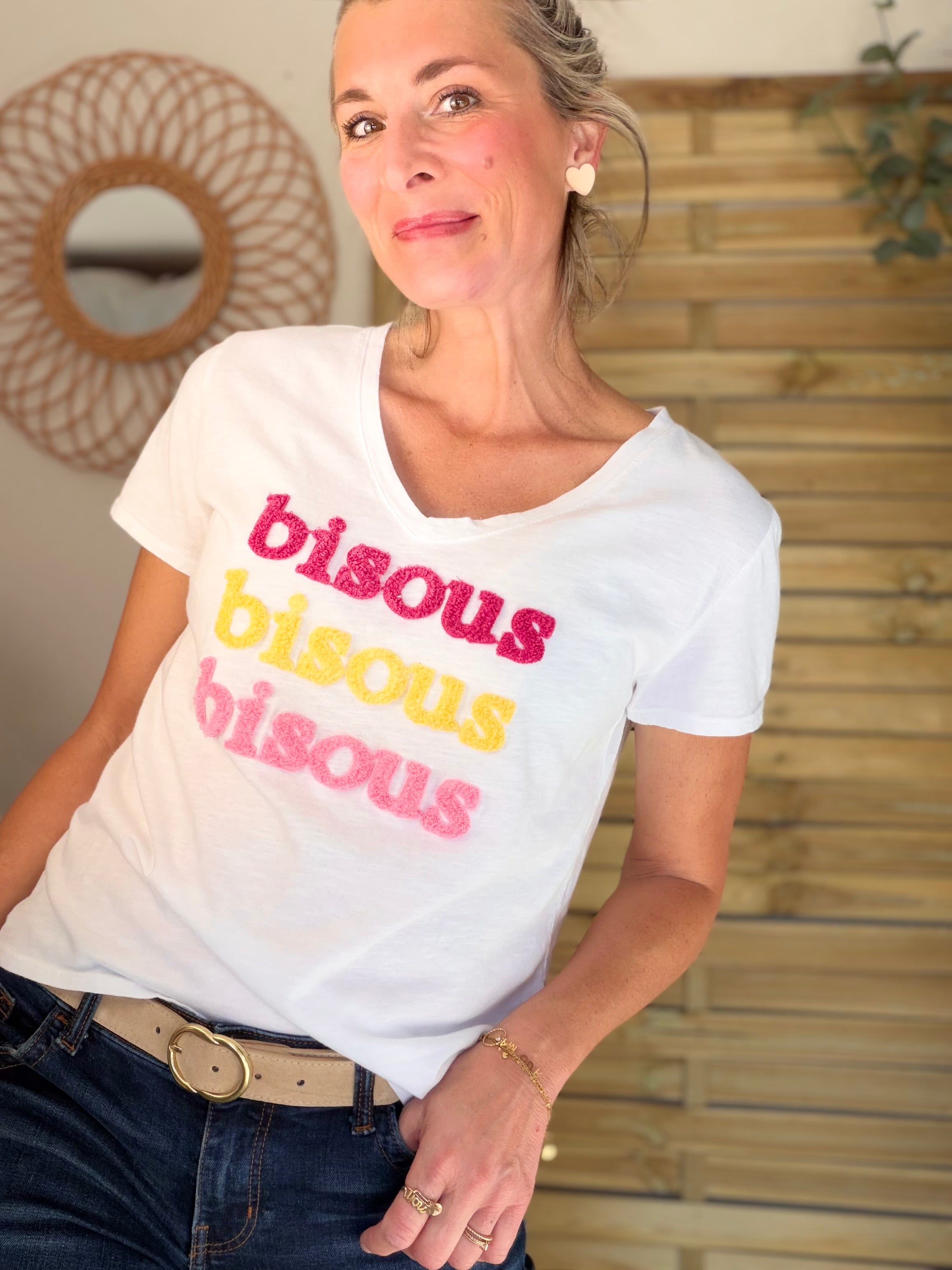 Tee shirt col V bisous ISAURE