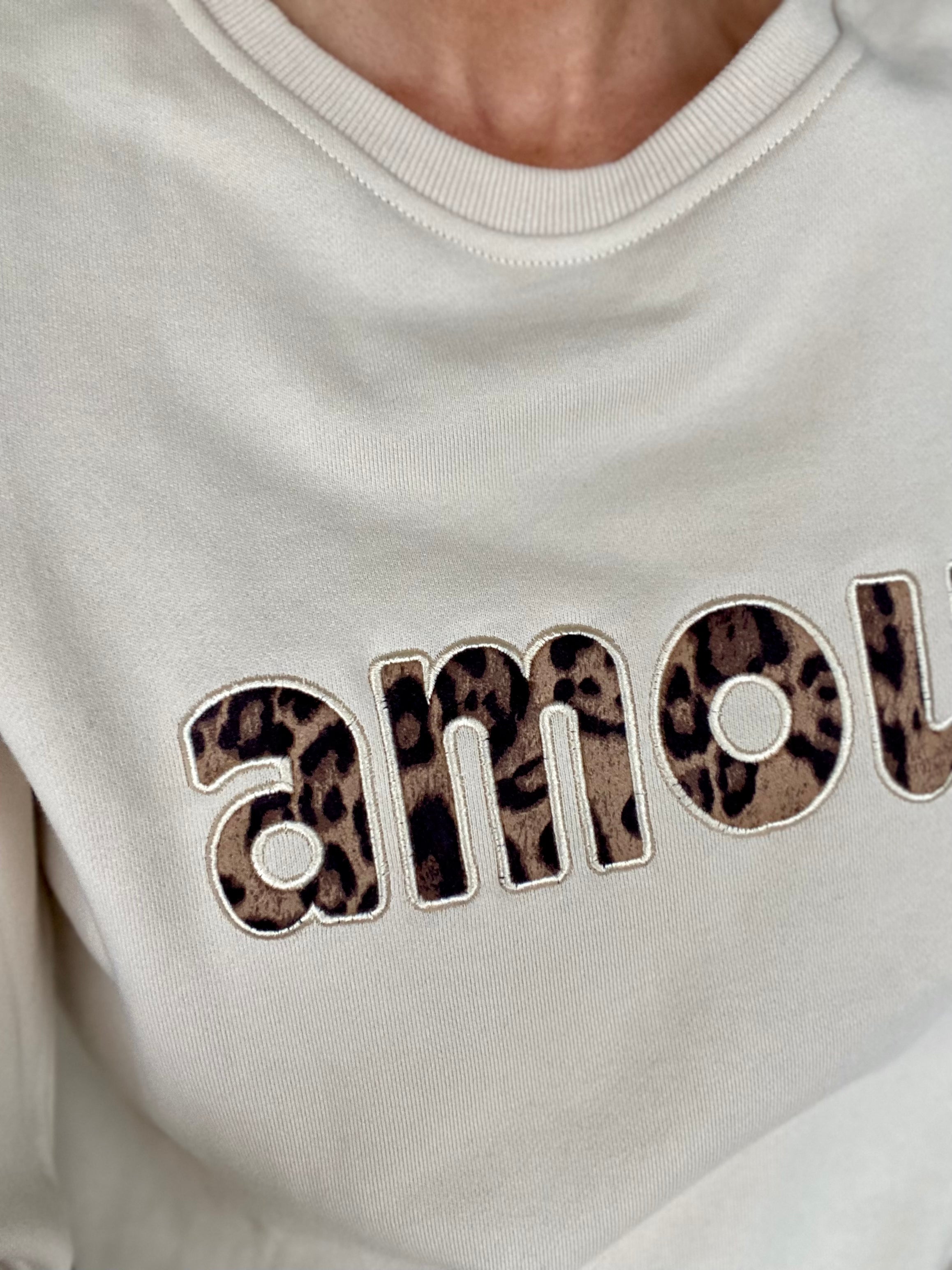 Sweat amour en coton GABRIELLE - Beige Léo