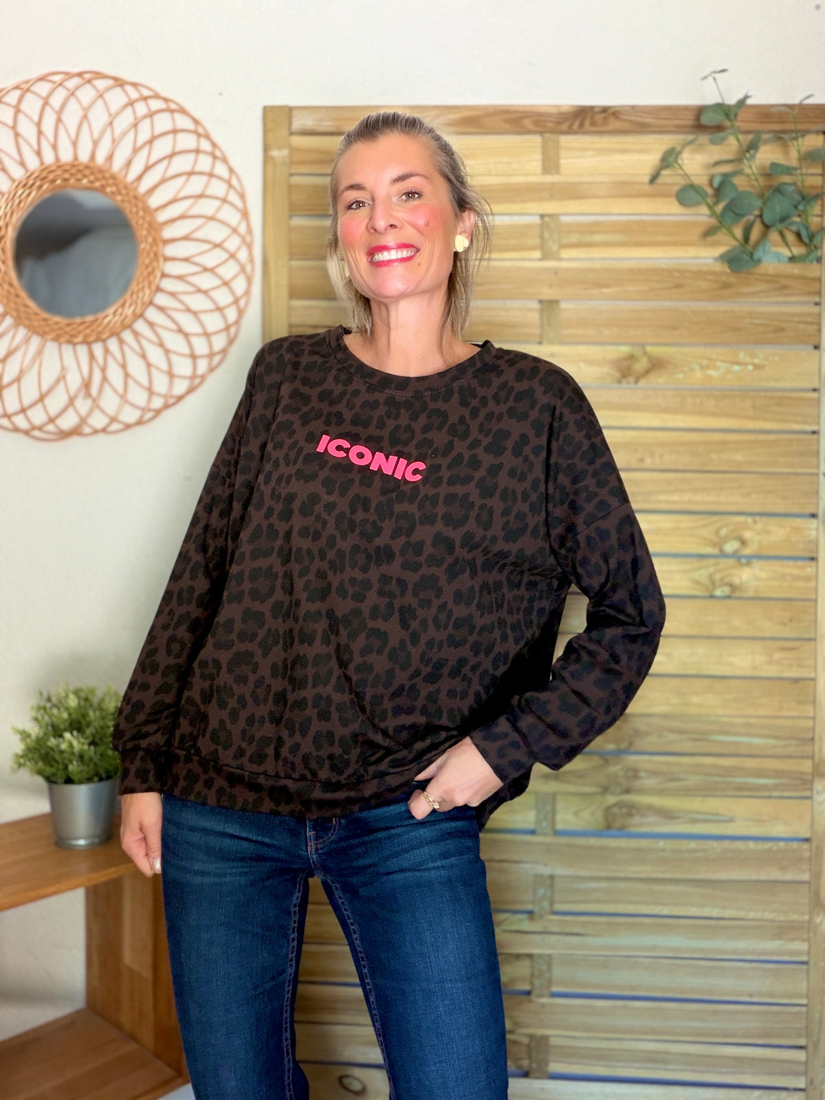 Sweat ICONIC léger 100% coton FAUSTINE Léo choco (taille 34 à 46) (Copie)