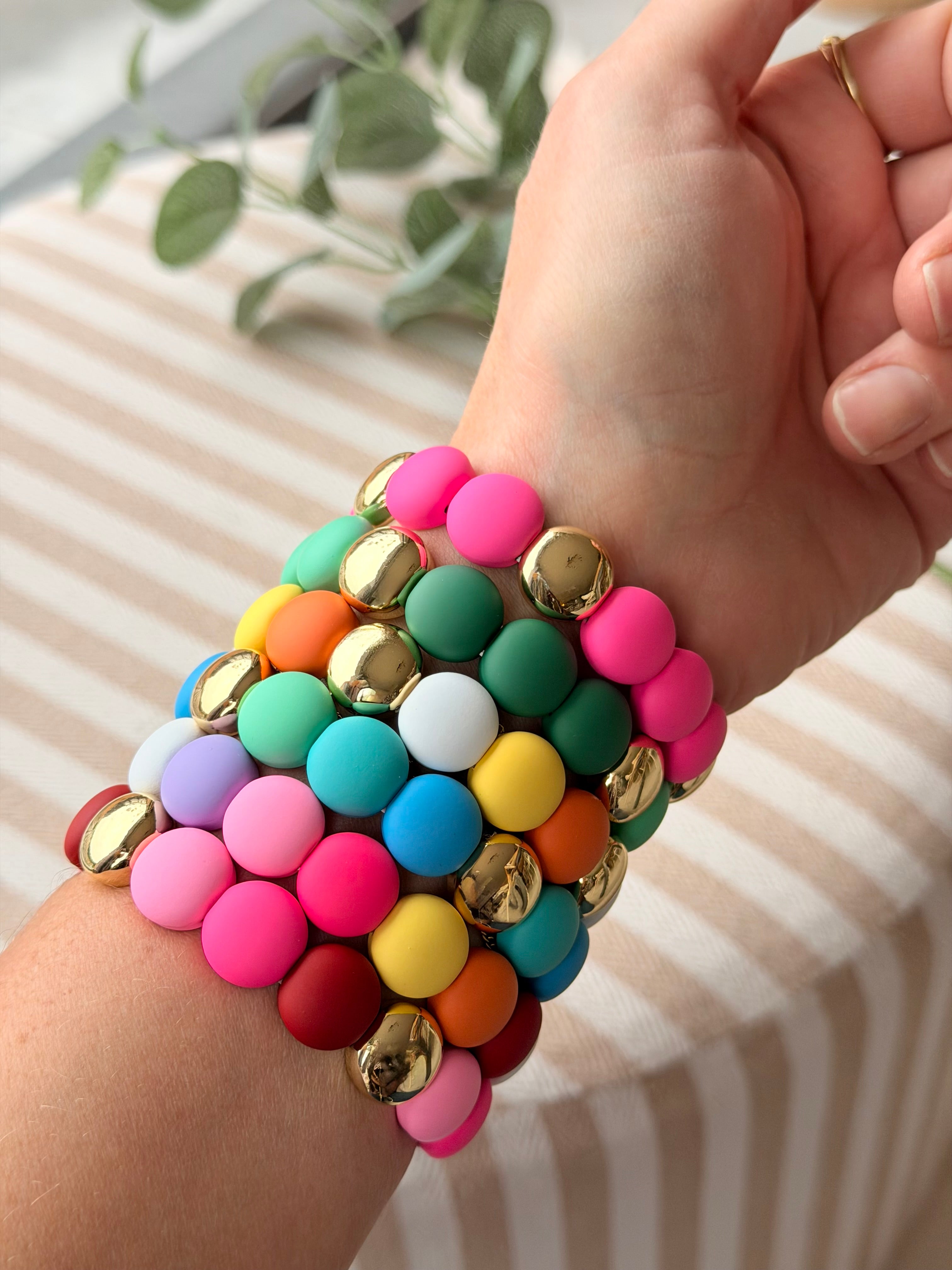 Bracelet élastiqué perles plates NINA