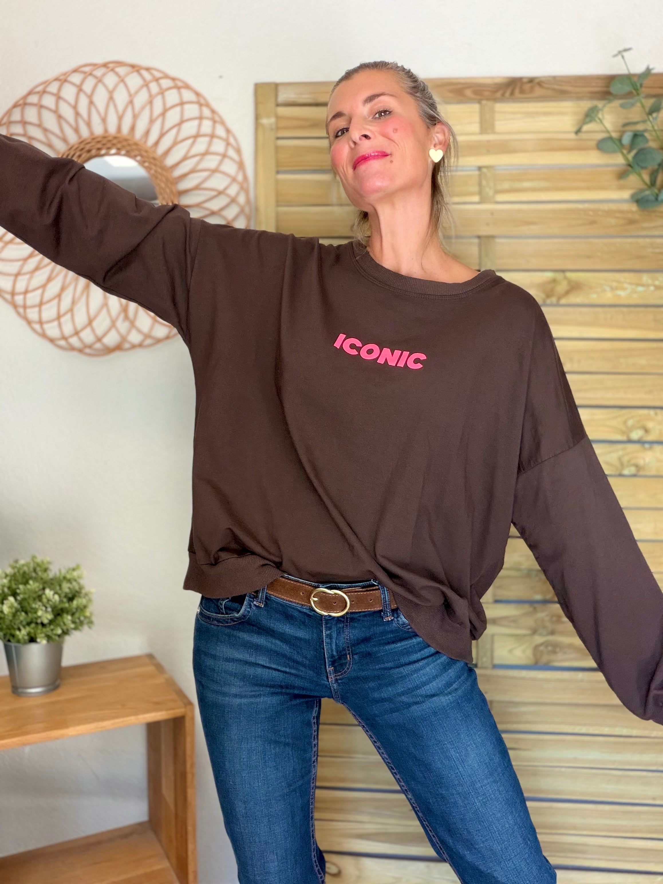 Sweat ICONIC léger 100% coton FAUSTINE Chocolat (taille 36 à 46)