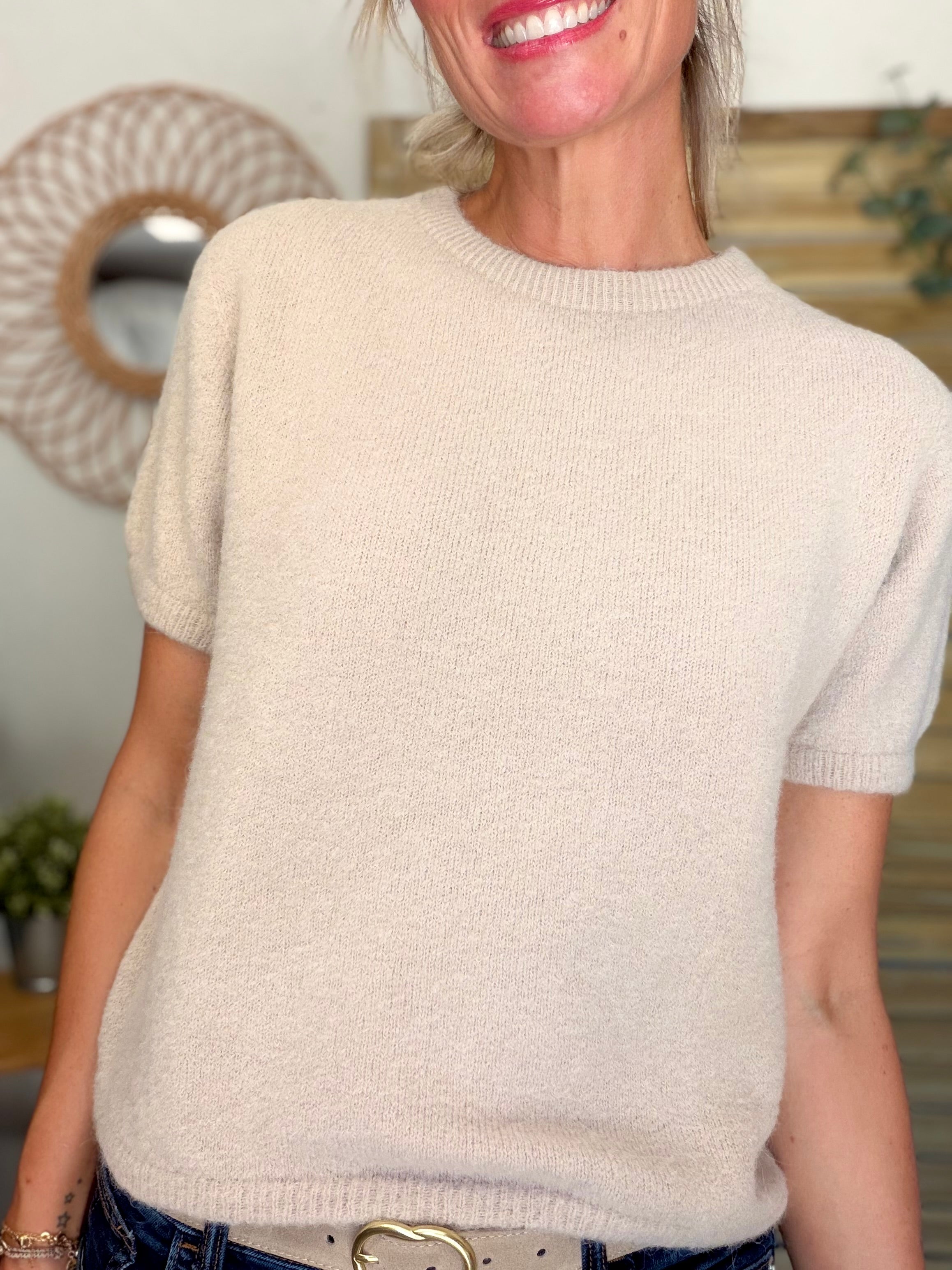 Pull laine et alpaga PEGGY - Beige