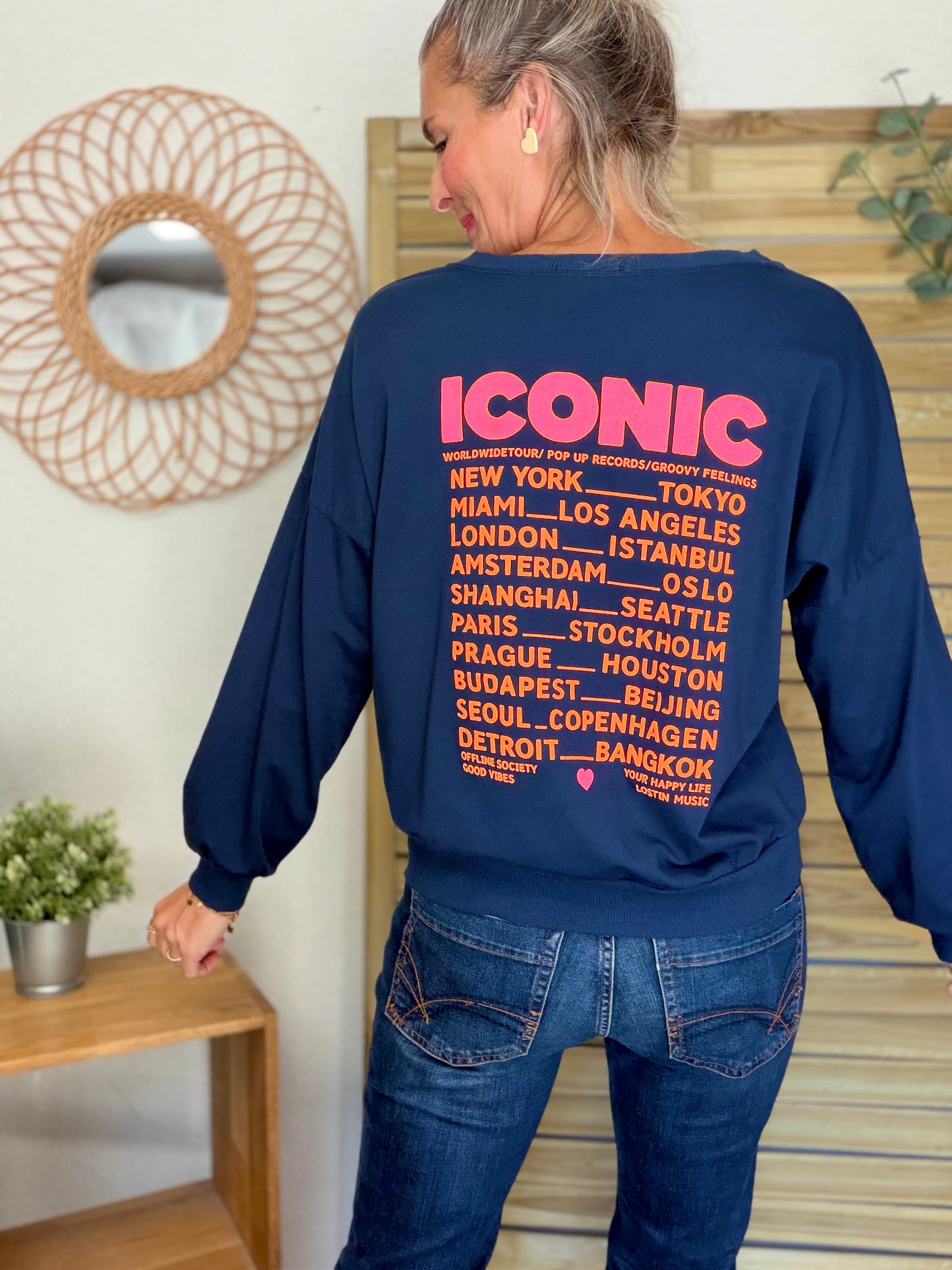 Sweat ICONIC léger 100% coton FAUSTINE Bleu marine (taille 36 à 46)