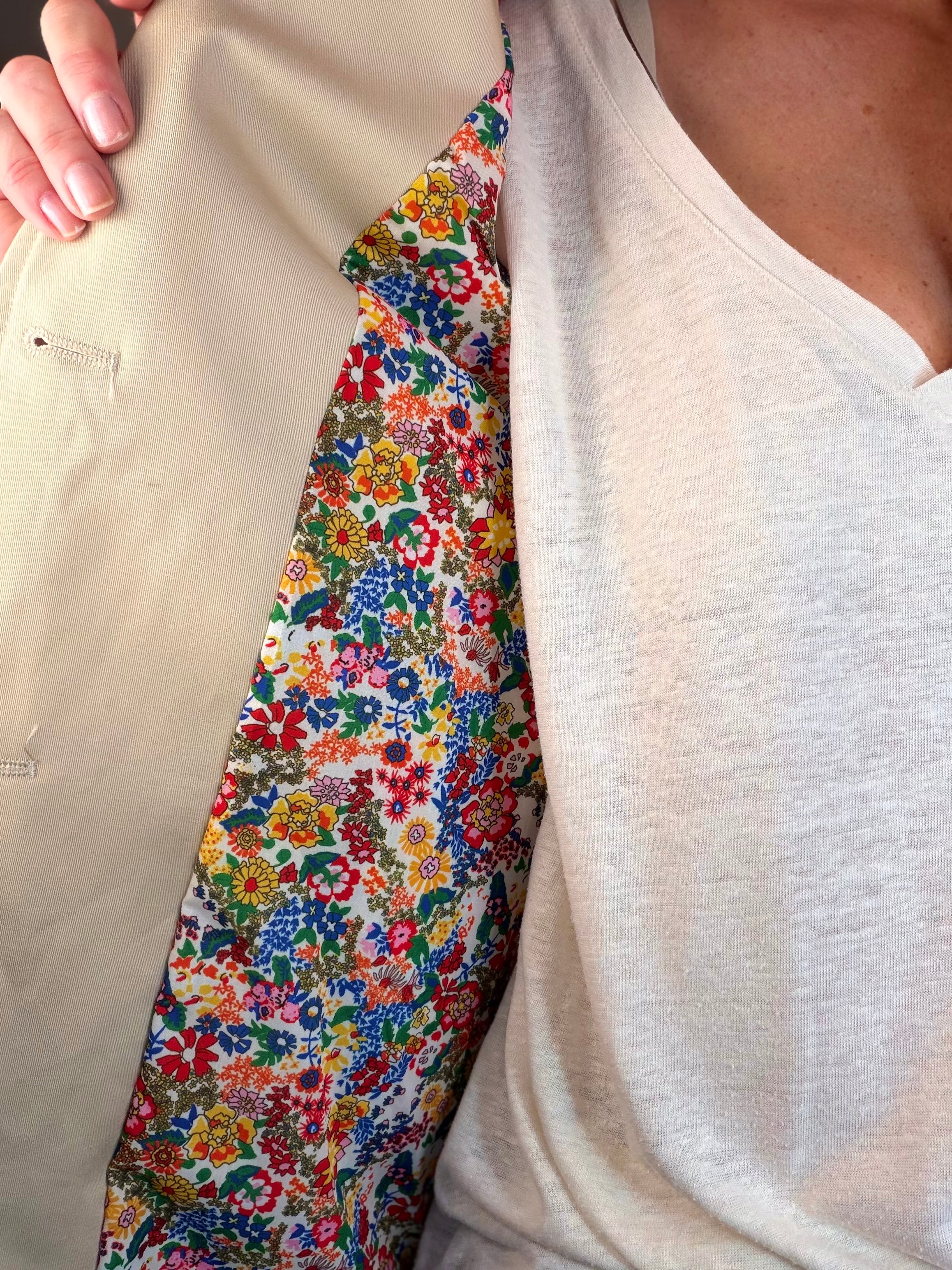 Veste Trench mi-long col victorien avec Liberty - ANDY Beige