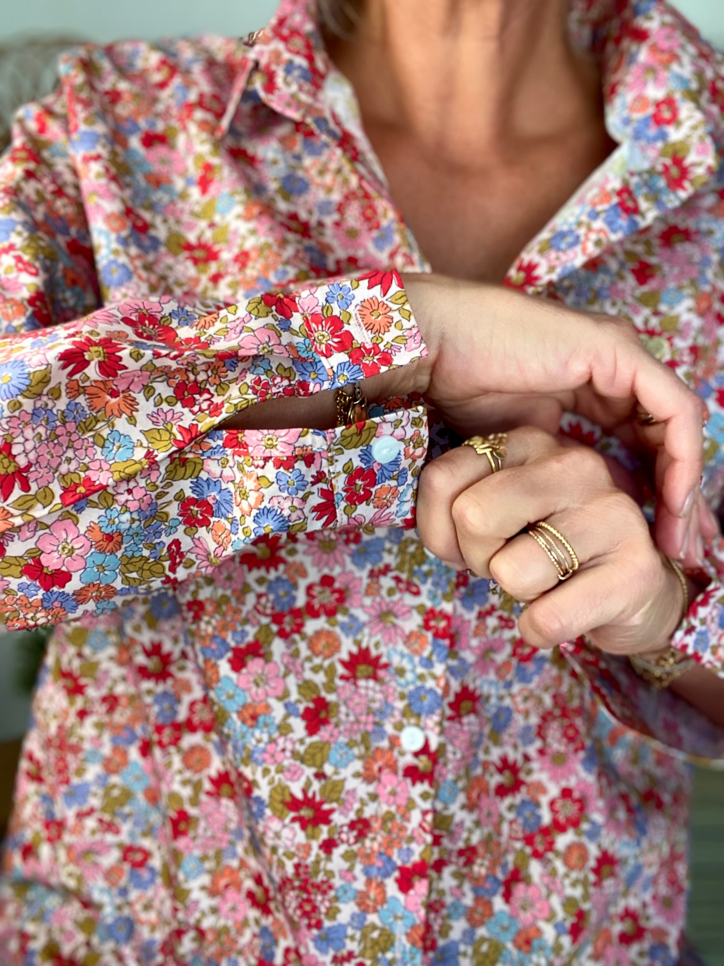 Chemise en coton imprimé Liberty 🌸 et coeur doré 💛 LISE