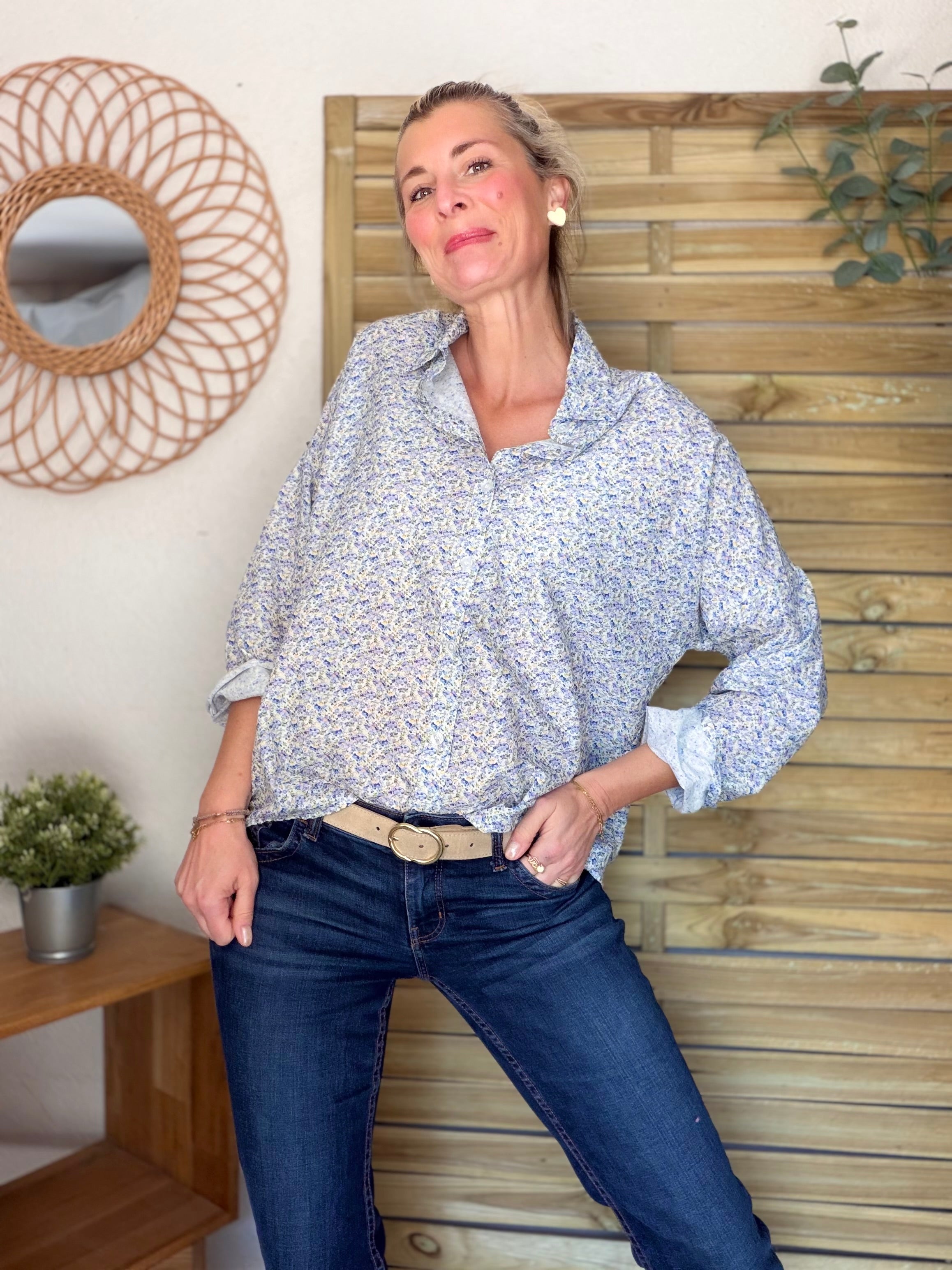 Chemise imprimée Liberty AZÉLIE Bleu