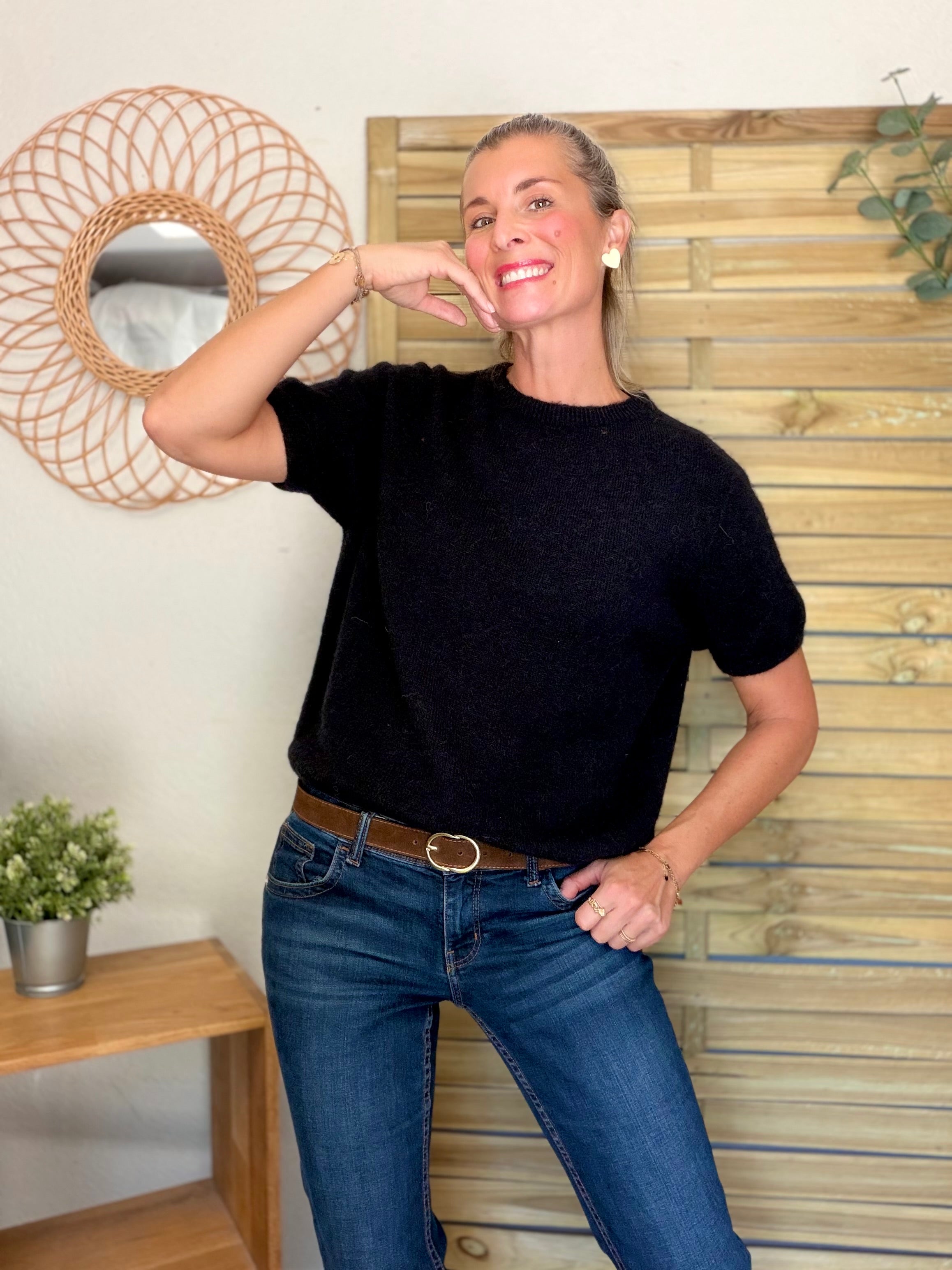 Pull laine et alpaga PEGGY - Noir