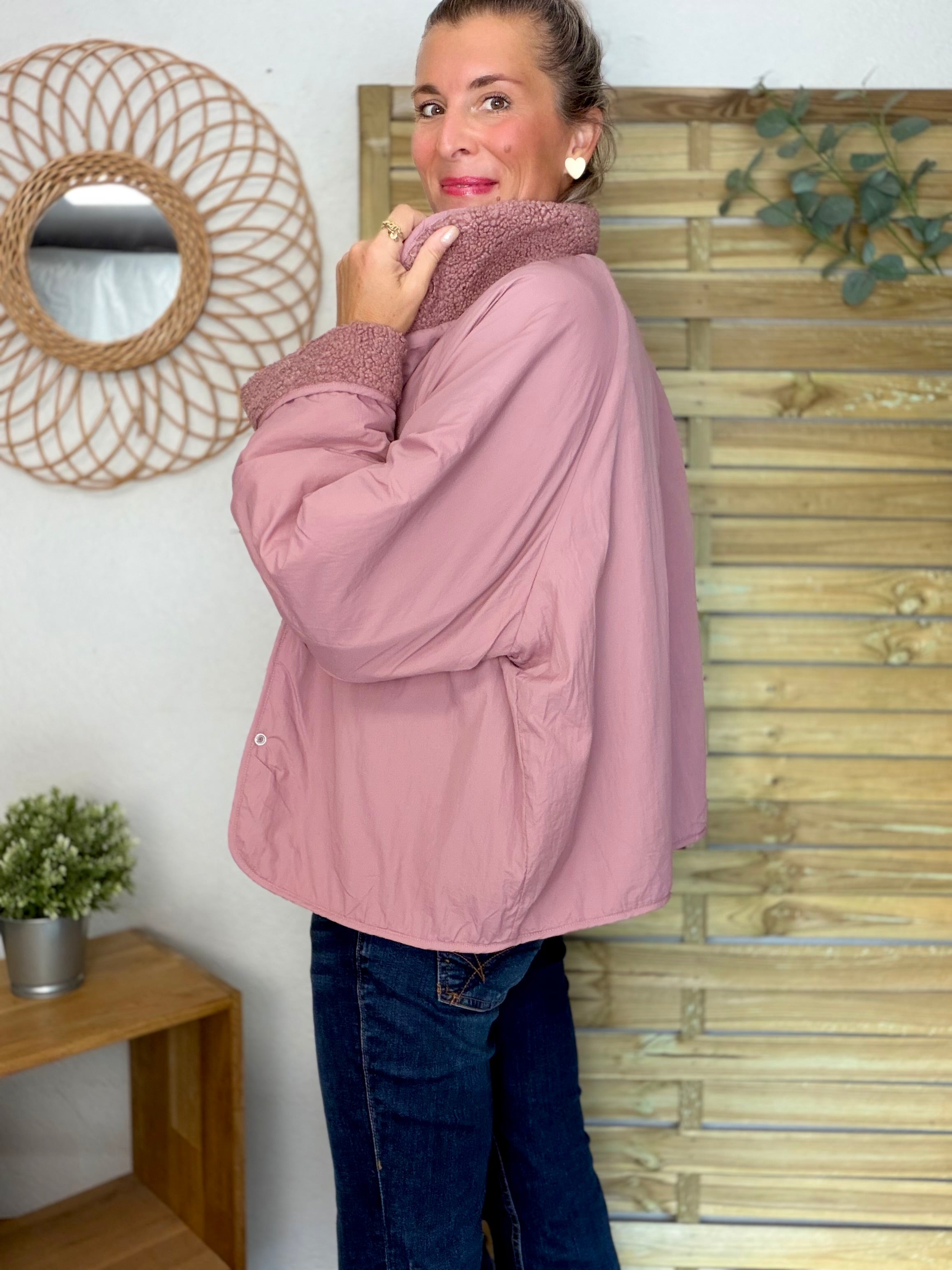 Veste matelassée réversible Sherpa AMÉLIE Vieux rose