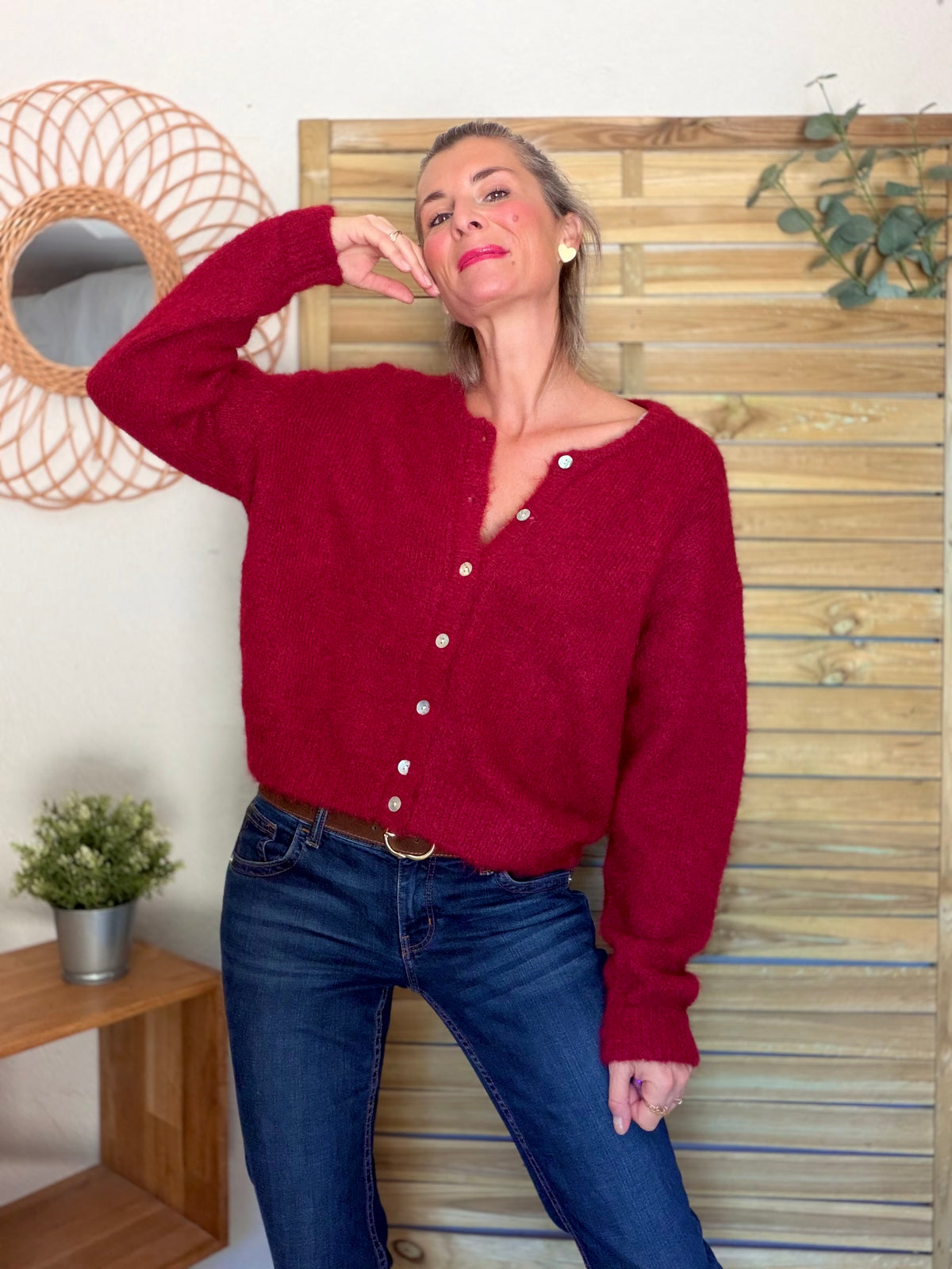 Gilet en maille MERYL - Cerise