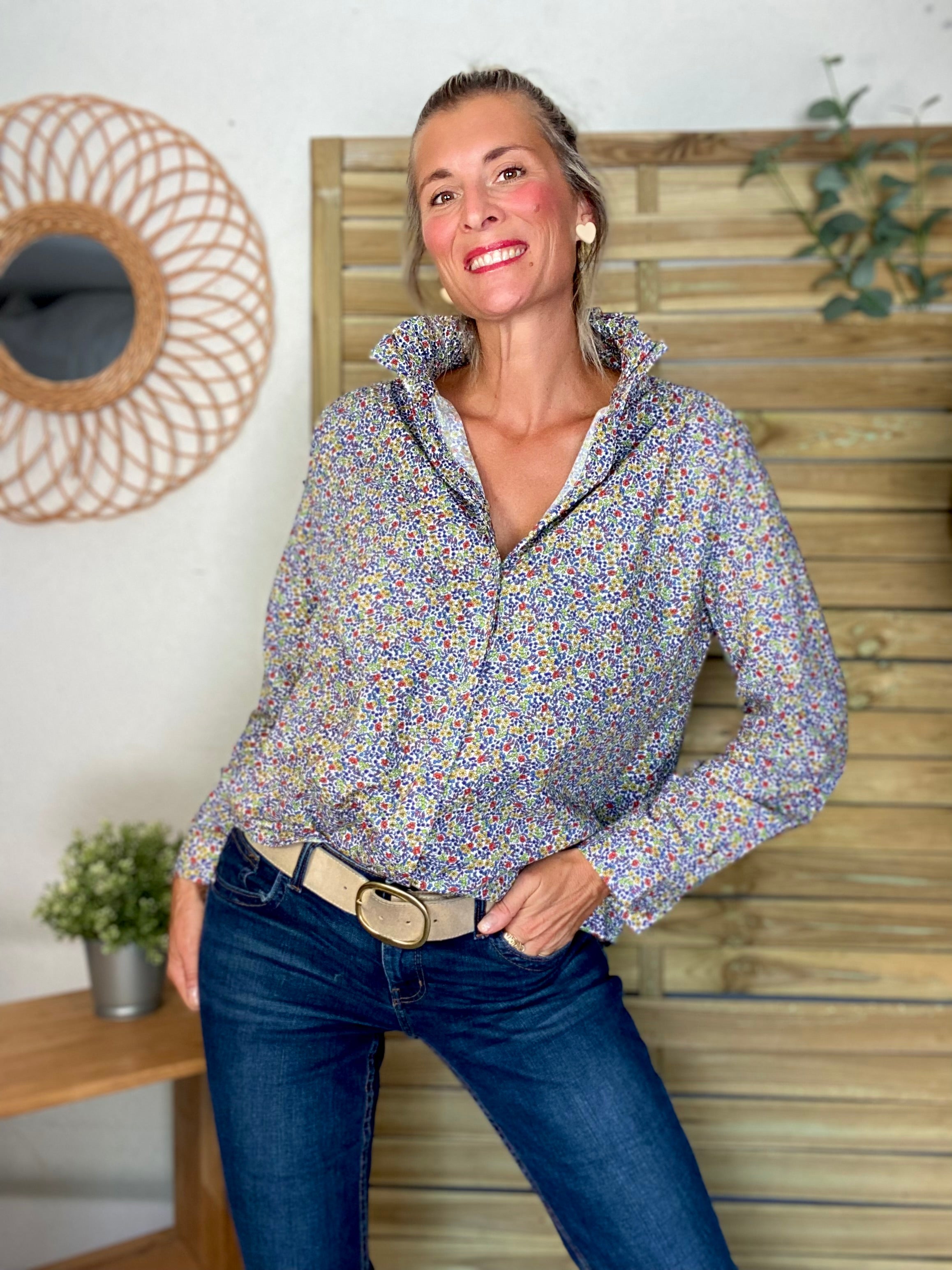 Chemise imprimé Liberty, col volanté CHARLOTTE