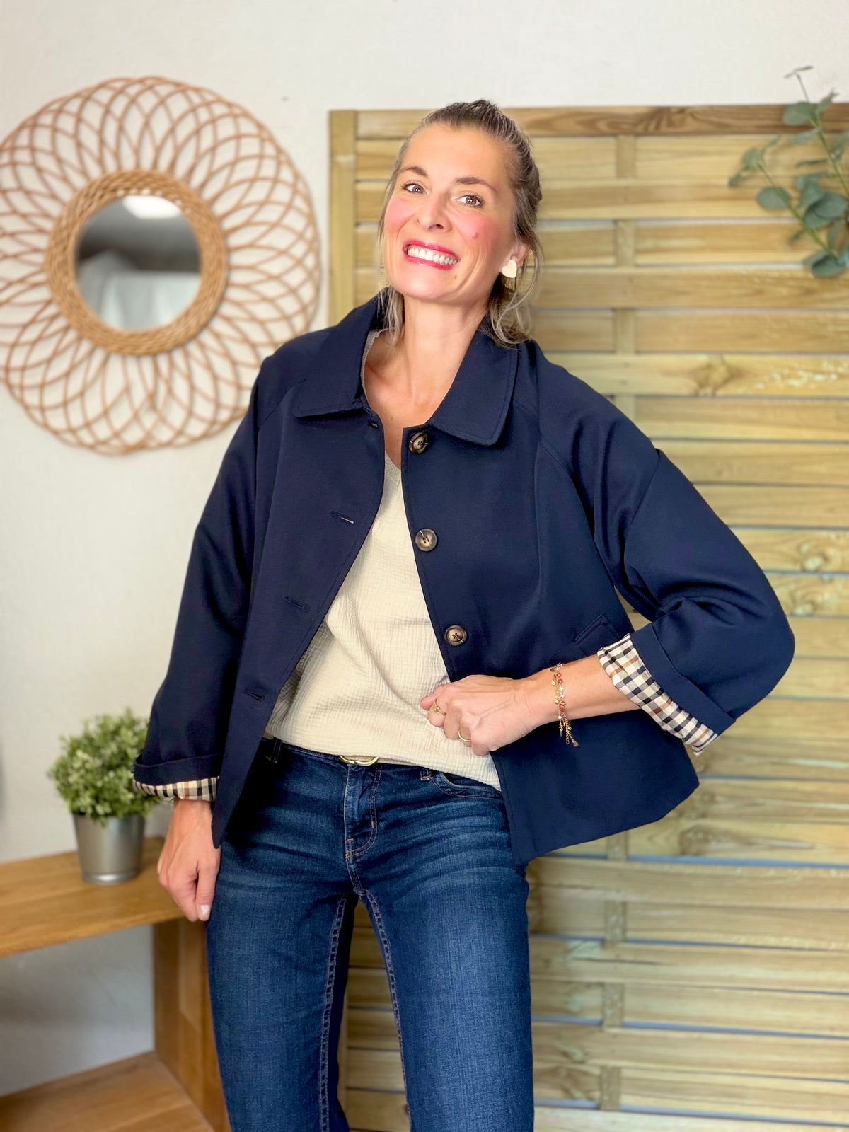 ⚡️ ARRIVAGE • Veste Trench, doublure à carreaux DANA Bleu marine