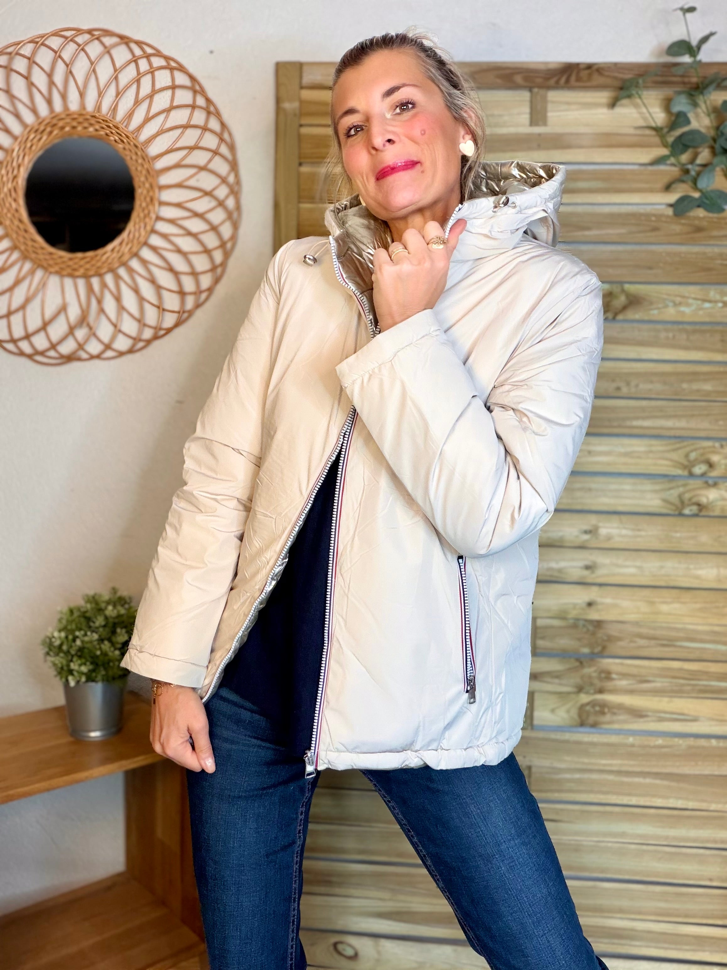 ⚡️PÉPITES FRIDAY - Doudoune imperméable réversible longue ANGÈLE COURT - Écru - MELYA MELODY