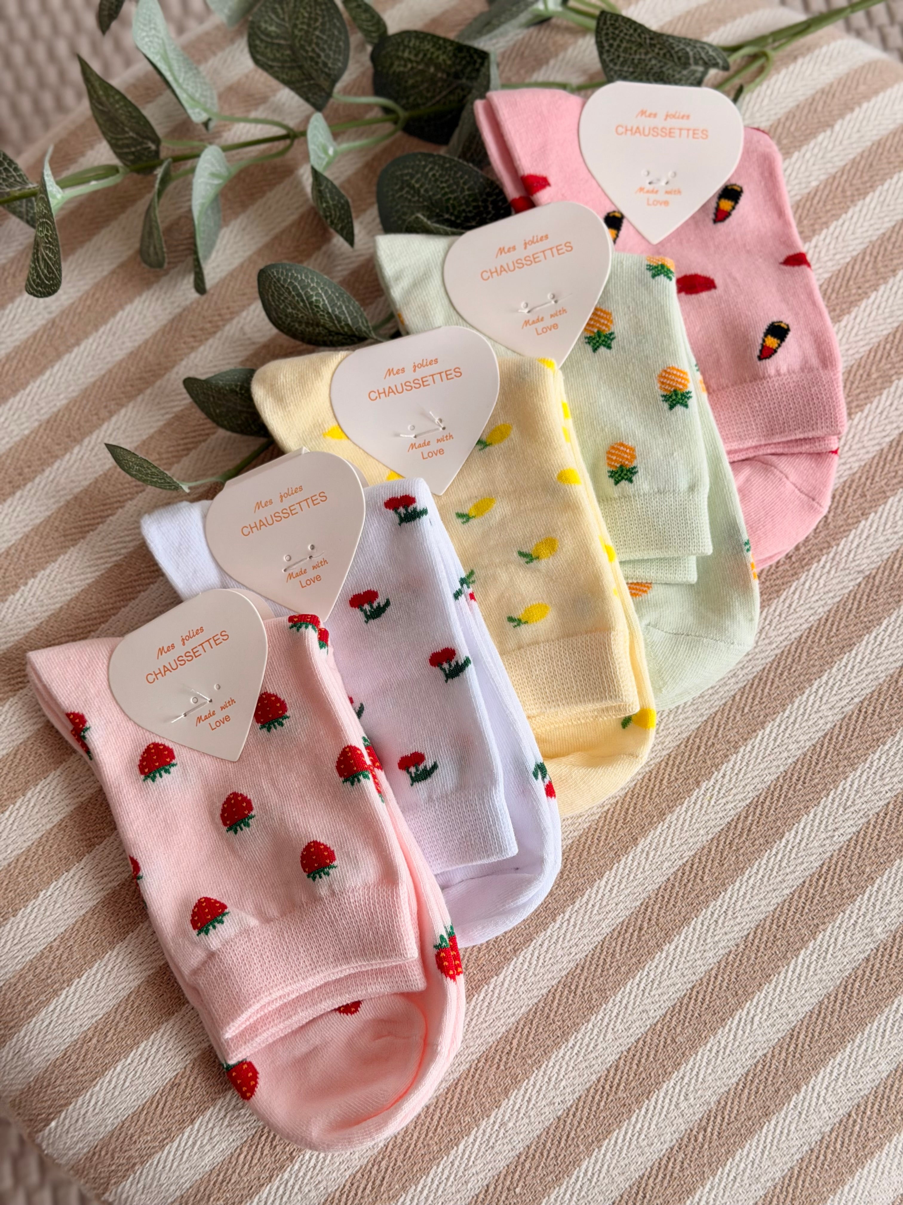 Chaussettes ZAZA - Motifs 🍋🍓🍒🍍💄