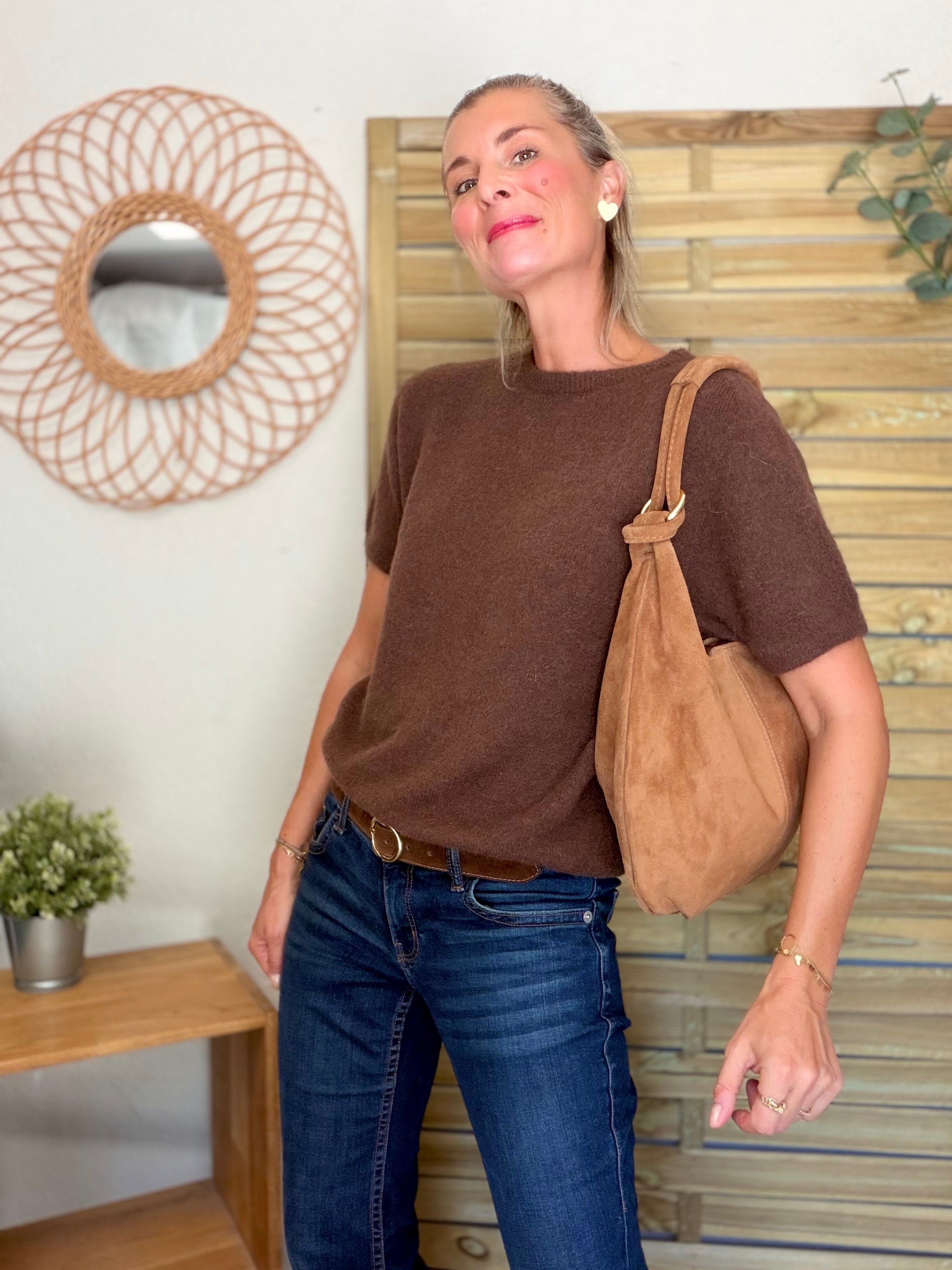 Pull laine et alpaga PEGGY - Chocolat