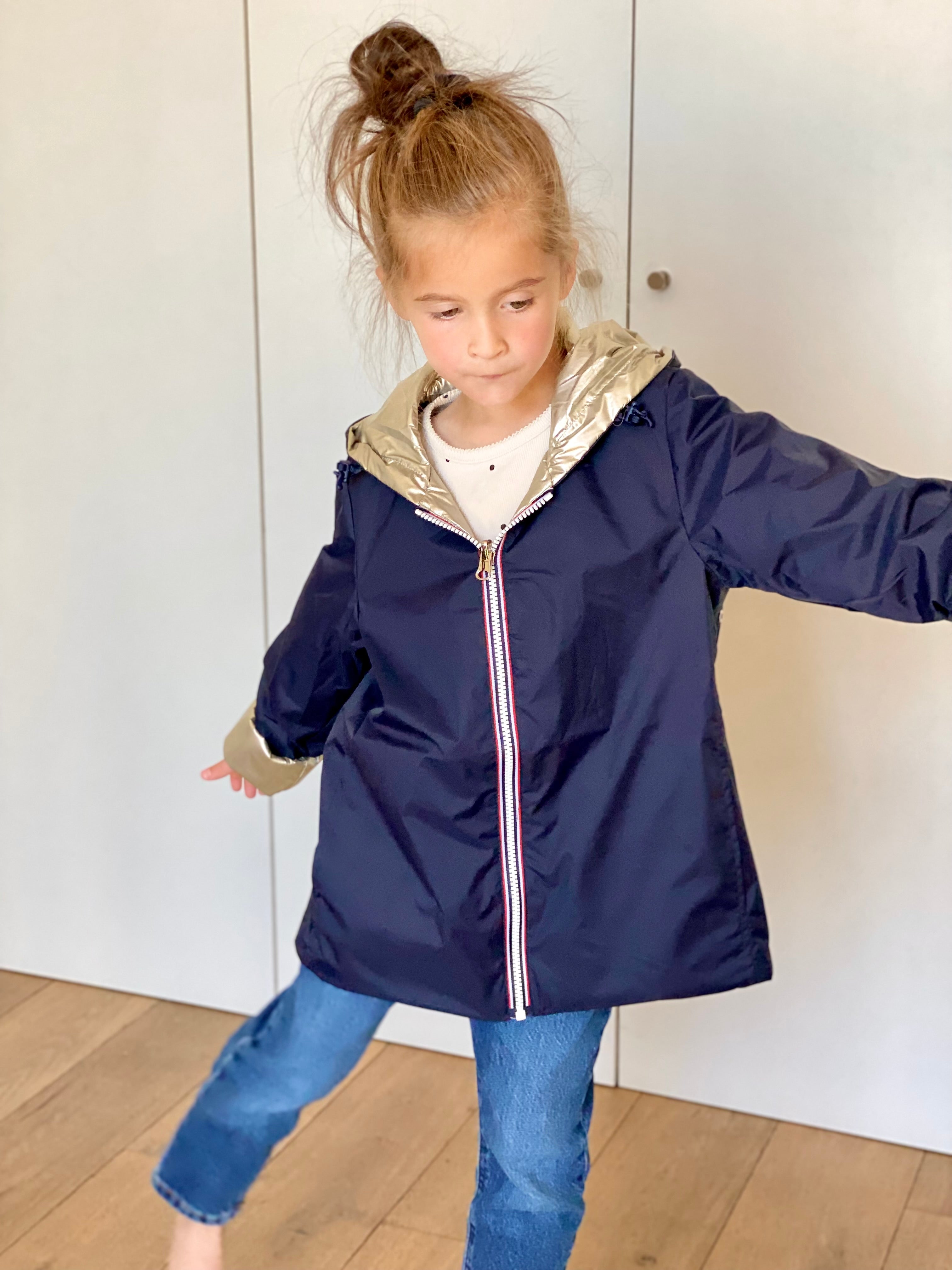 *** PROMO - Taille 10 ans (XXS) Imperméable réversible rembourré LOUISON KIDS enfant (mixte) - Marine / Doré