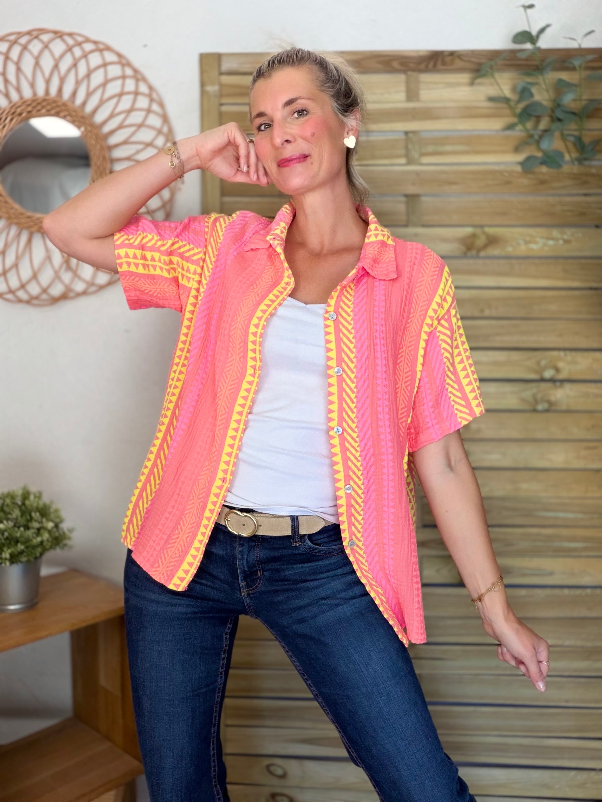 Chemise rayée en gaze de coton ROSIBEL