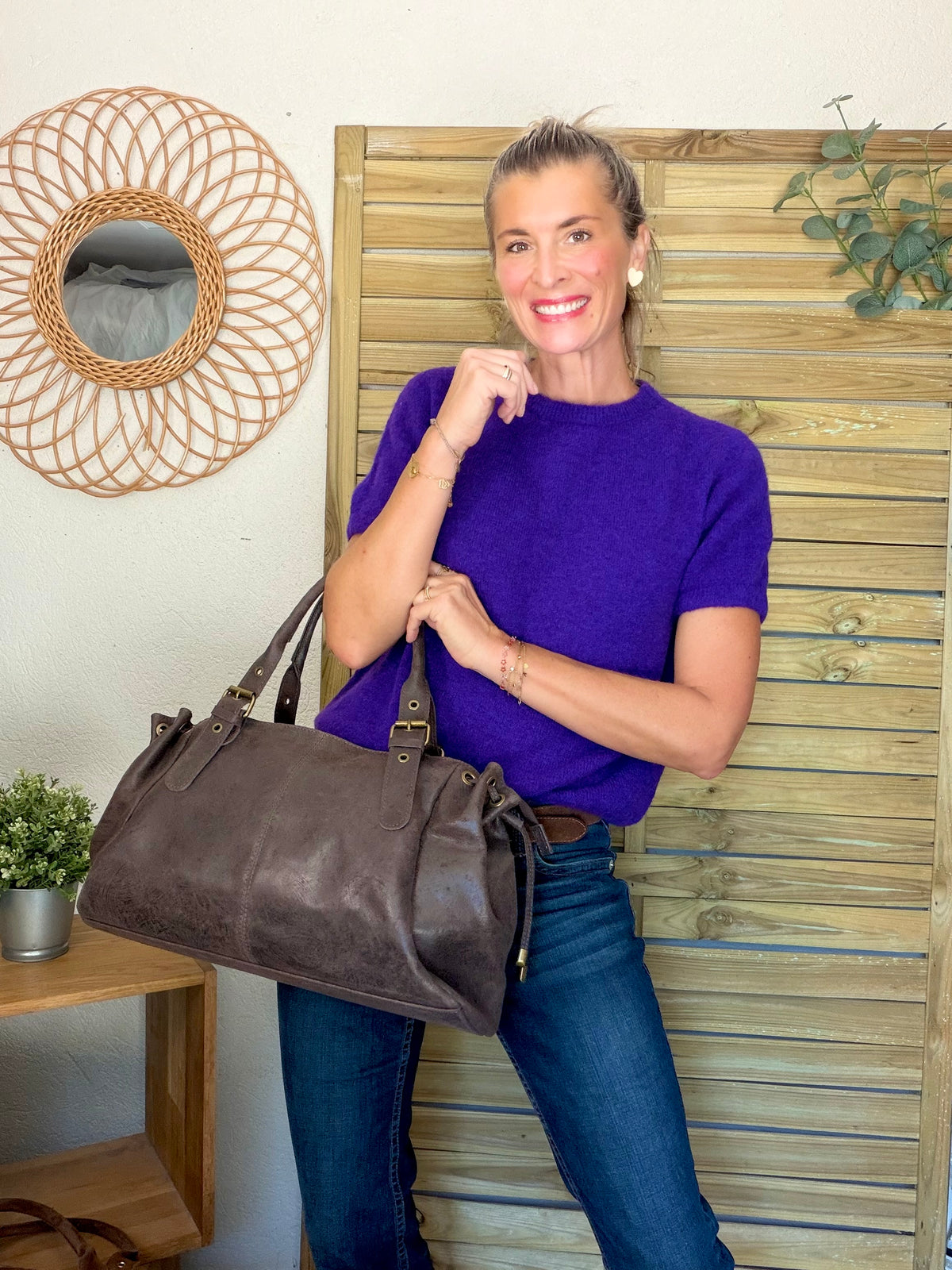 Pull laine et alpaga PEGGY - Violet