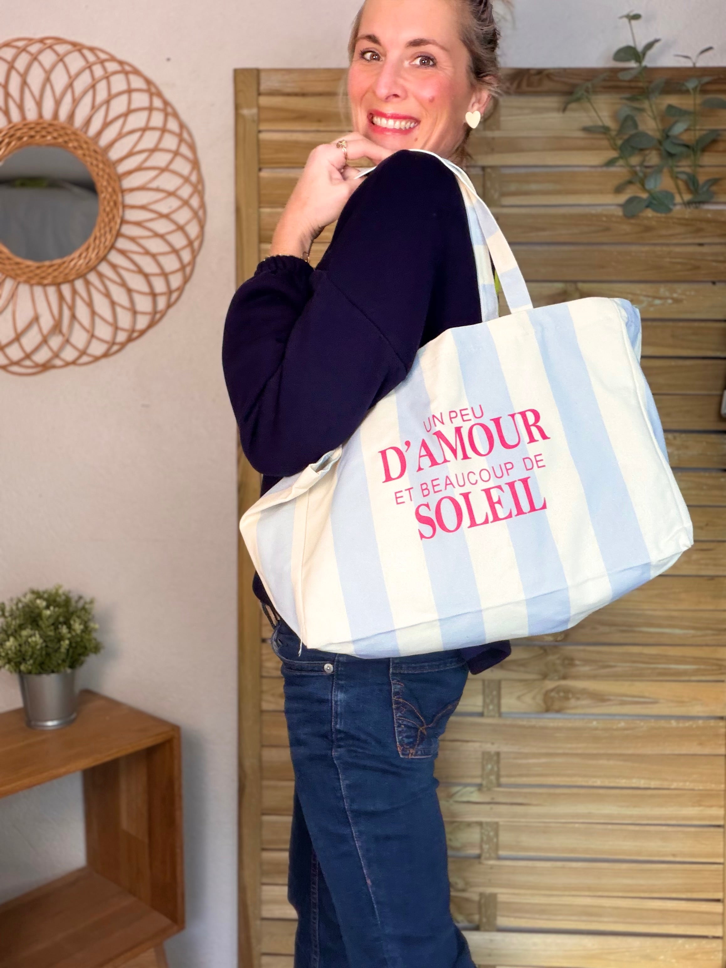 Grand cabas Tote bag un peu d’amour et beaucoup de soleil ELSY