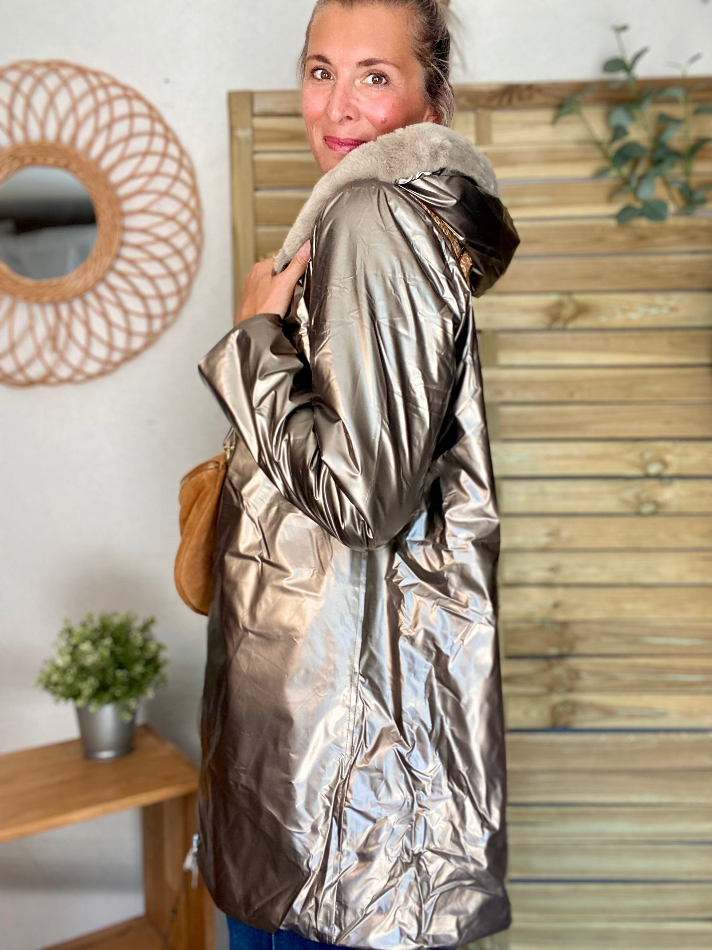 Parka Imperméable réversible fourrée Bronze / Beige ALIX - LAURA JO