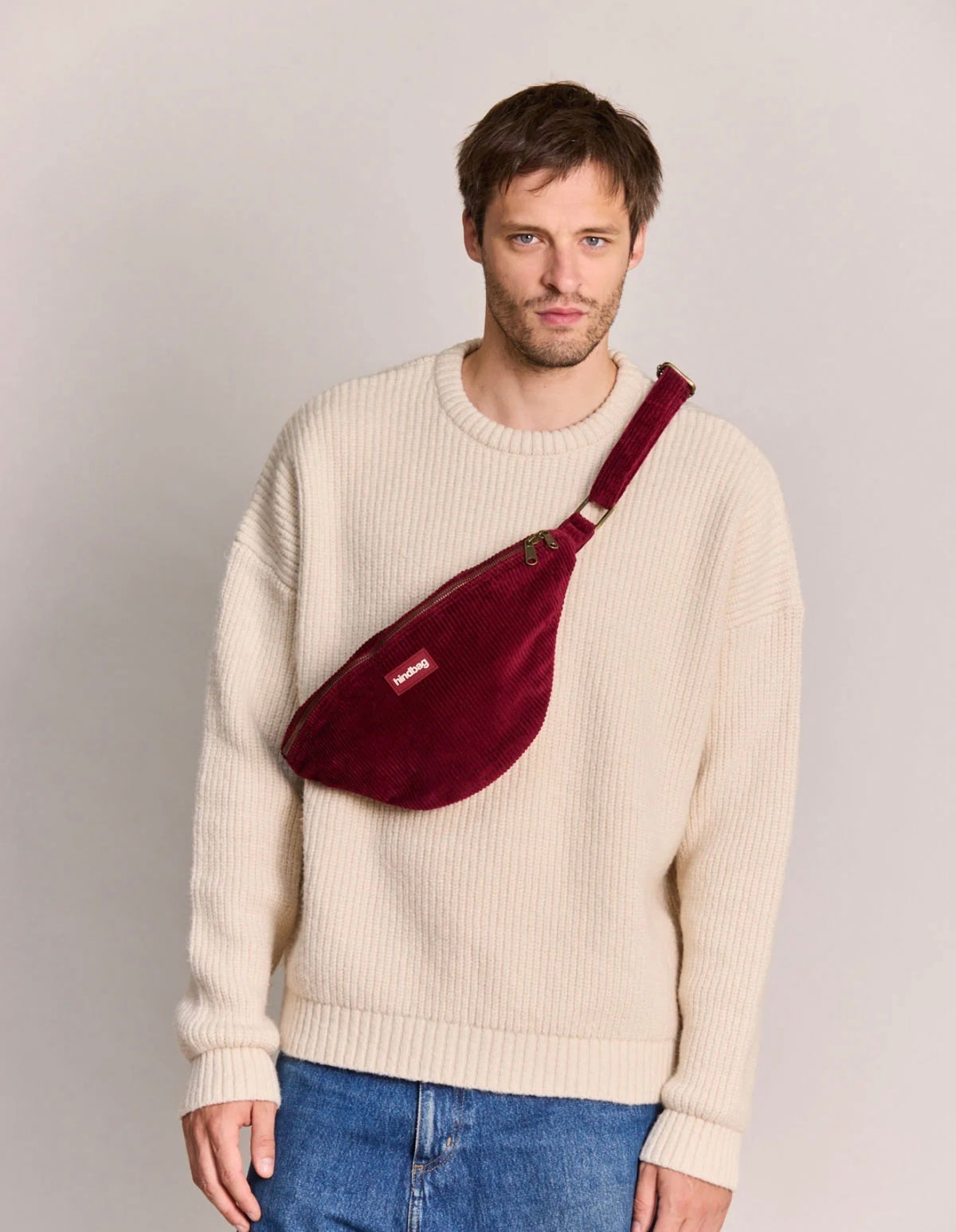 HINDBAG SASHA - Sac banane Velours Bordeaux
