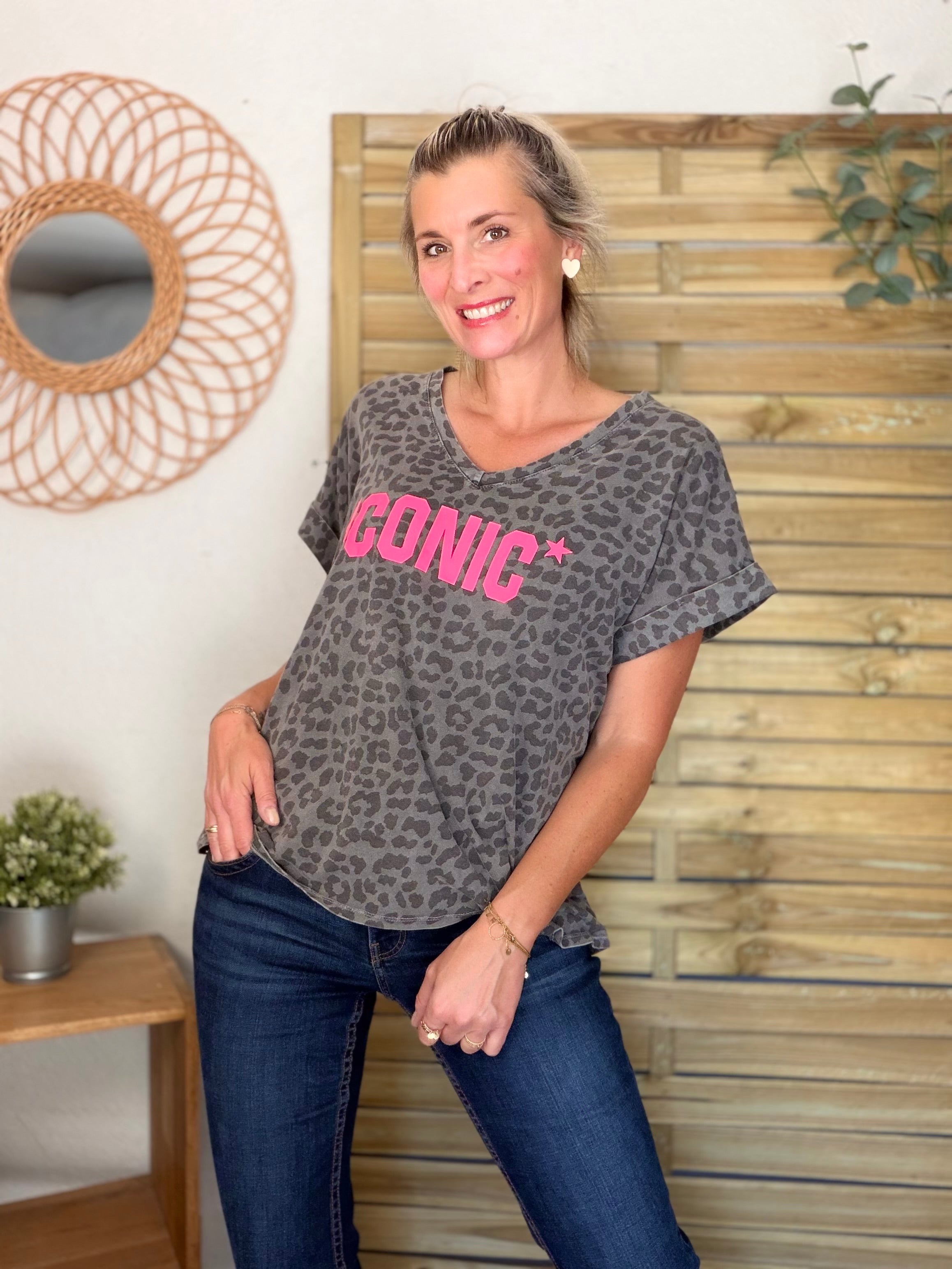 Top léo ICONIC col V - SHAUNA Gris foncé