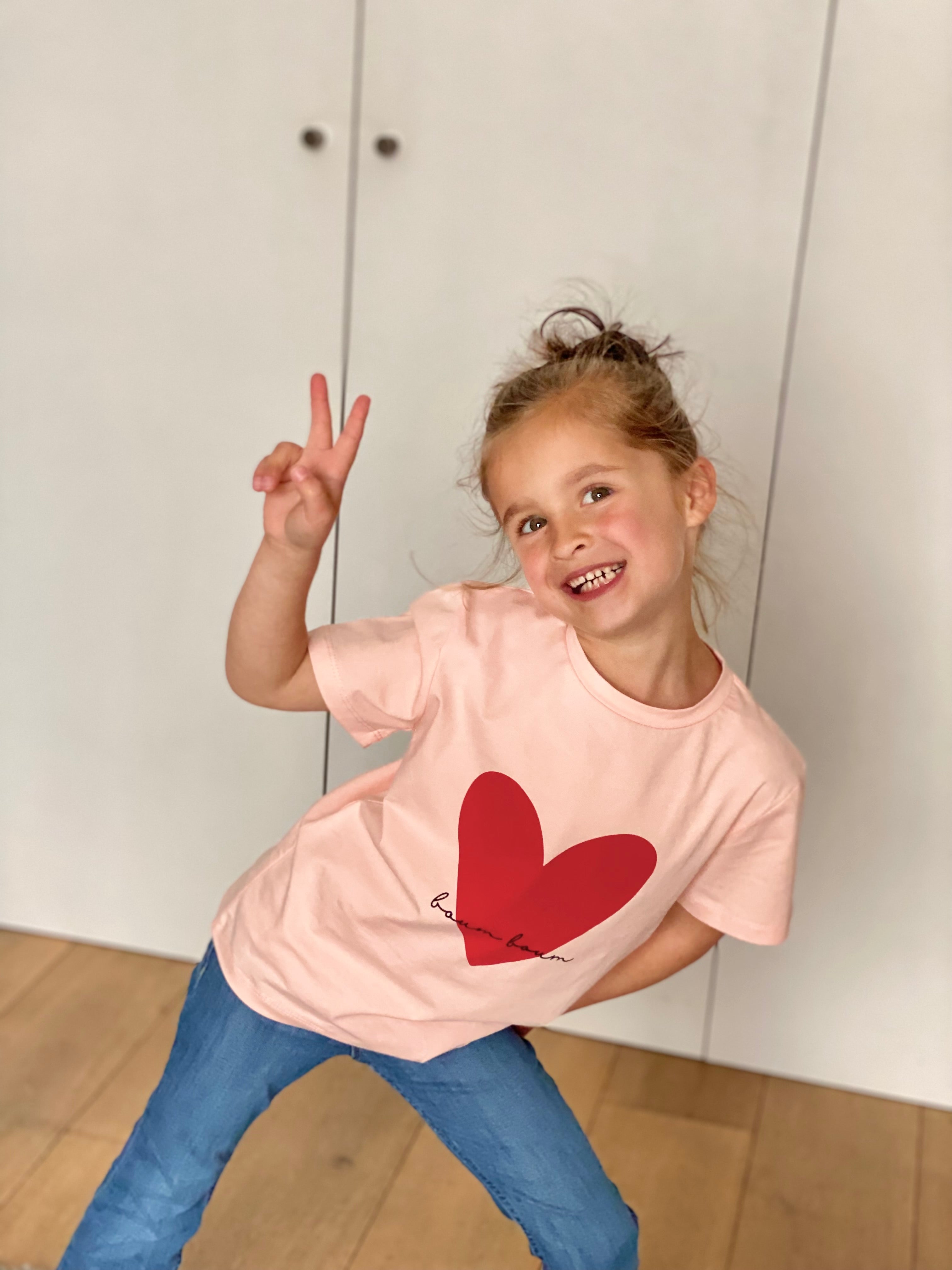 Tee shirt FAMILY rose, coeur rouge BOUM BOUM - taille 2 ans au XL - FIN DE SÉRIE