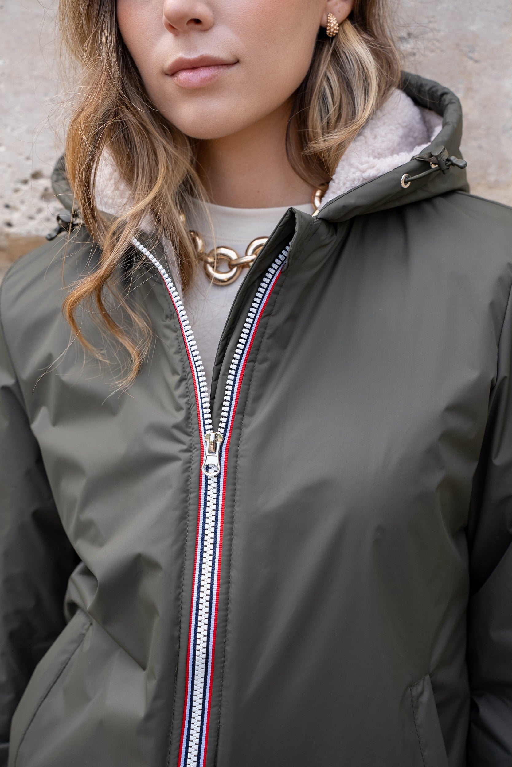 PRÉCOMMANDE (Expédition 26/11) - Parka Imperméable LOUISE COURT sherpa - Kaki - LAURA JO