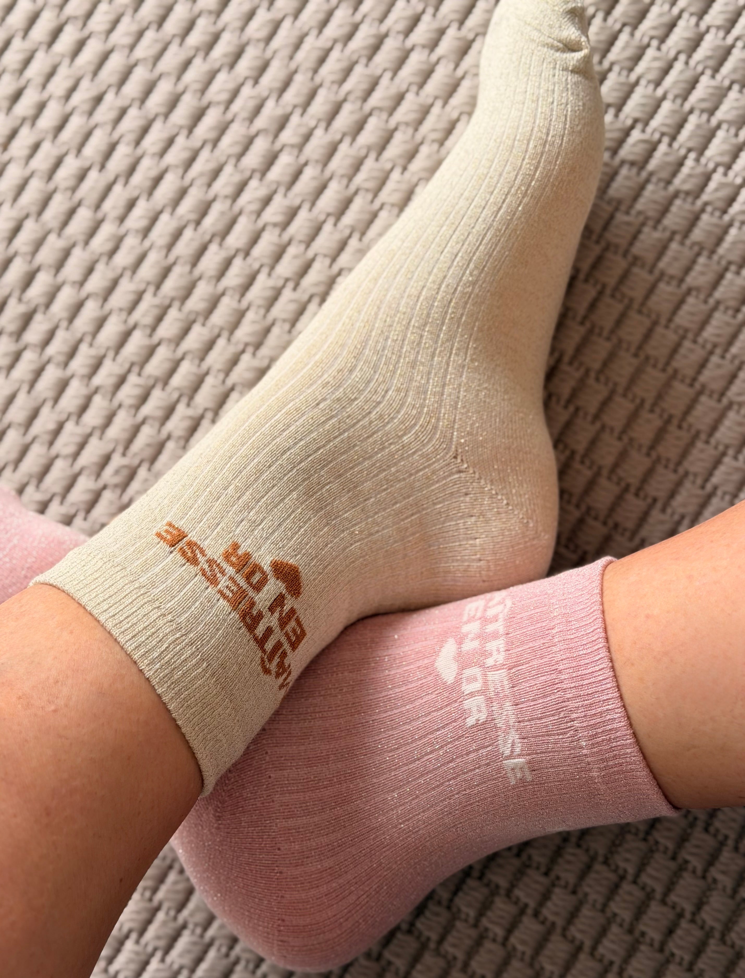 Chaussettes scintillantes glitter ZIA - Maîtresse / Maman / Amoureuse