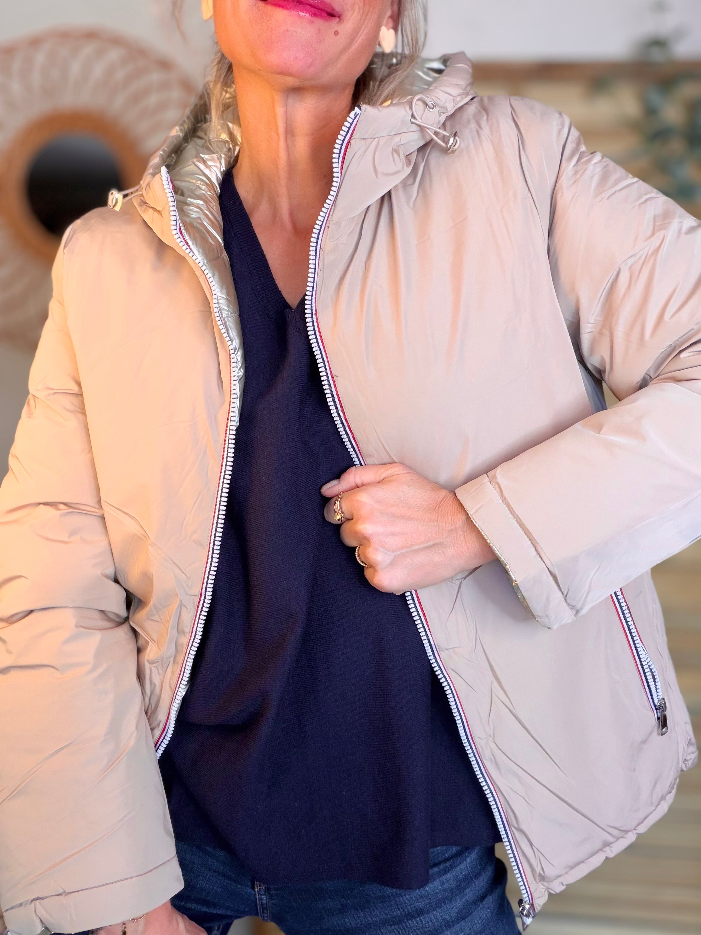 ⚡️PÉPITES FRIDAY - Doudoune imperméable réversible longue ANGÈLE COURT - Beige rosé - MELYA MELODY