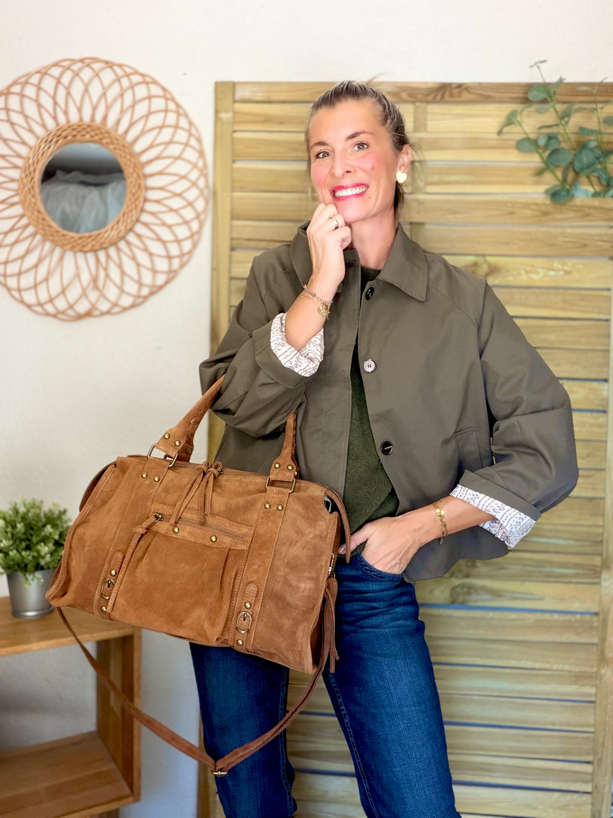 Veste Trench avec Liberty - MADELEINE Kaki