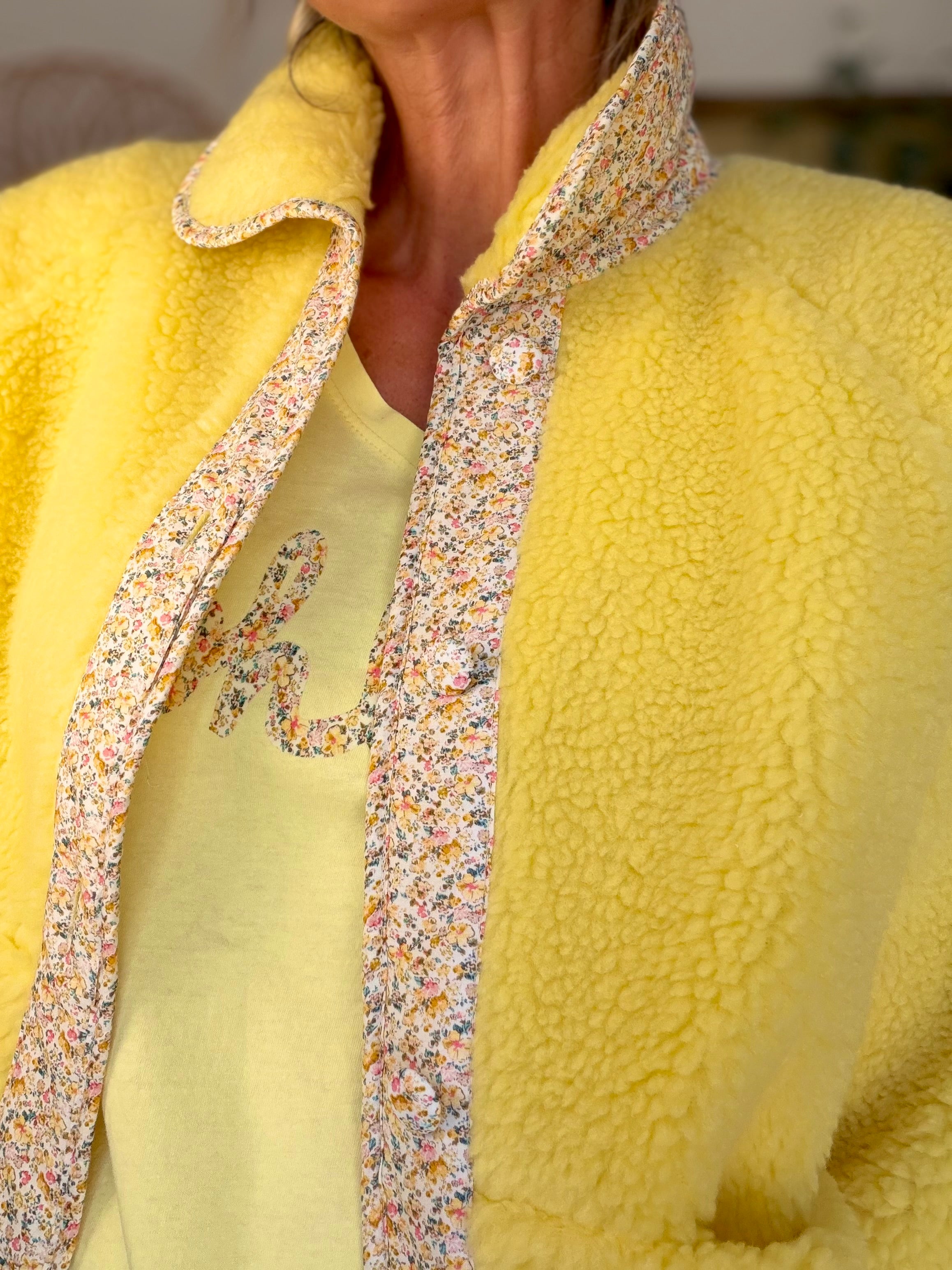 Veste Sherpa et fleurs LÉONIE Jaune