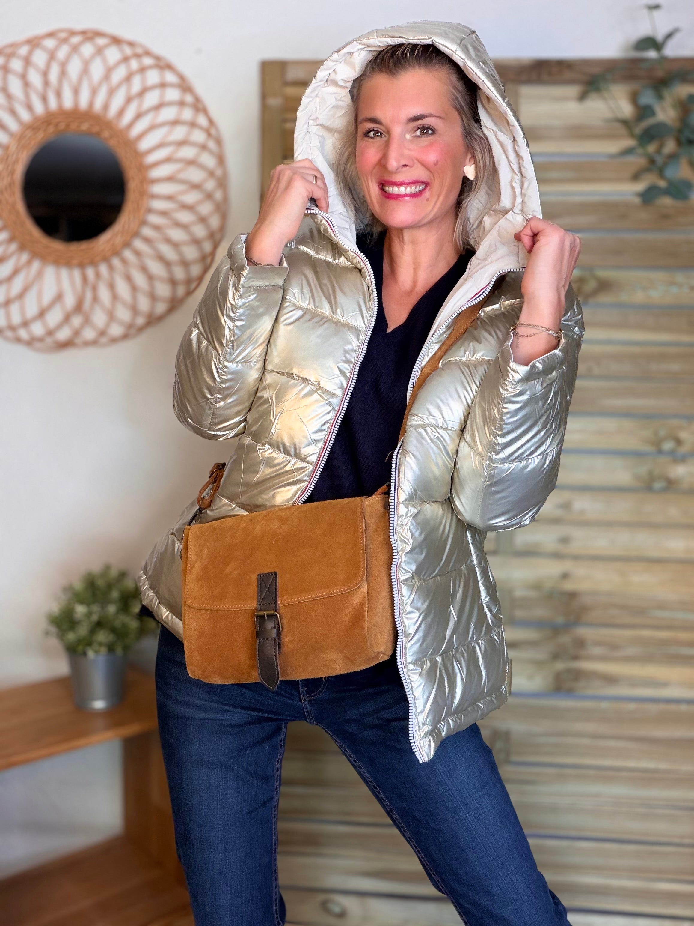 ⚡️PÉPITES FRIDAY - Doudoune imperméable réversible longue ANGÈLE COURT - Écru - MELYA MELODY