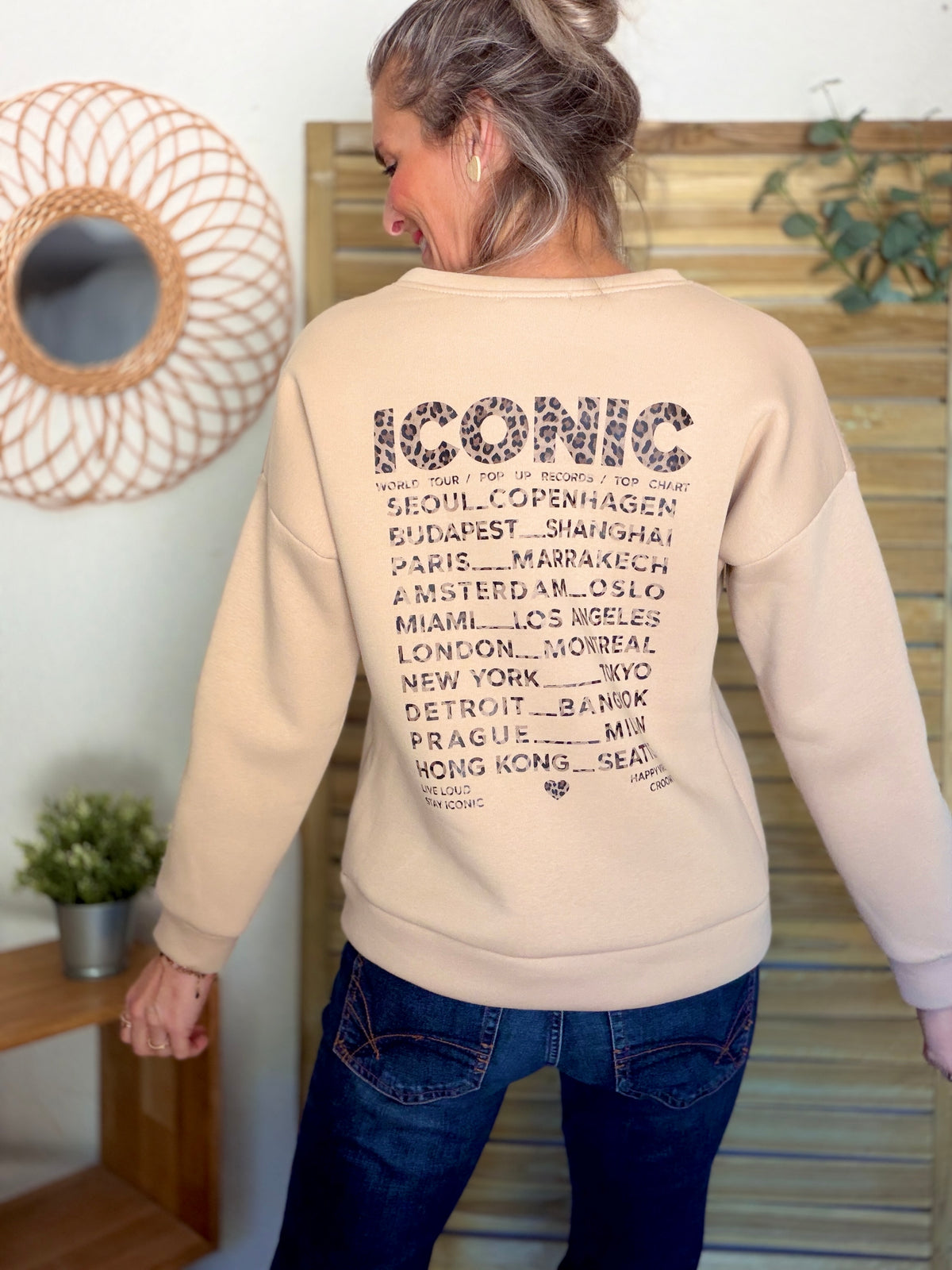 Sweat ICONIC Léo molleton ISALINE - Beige