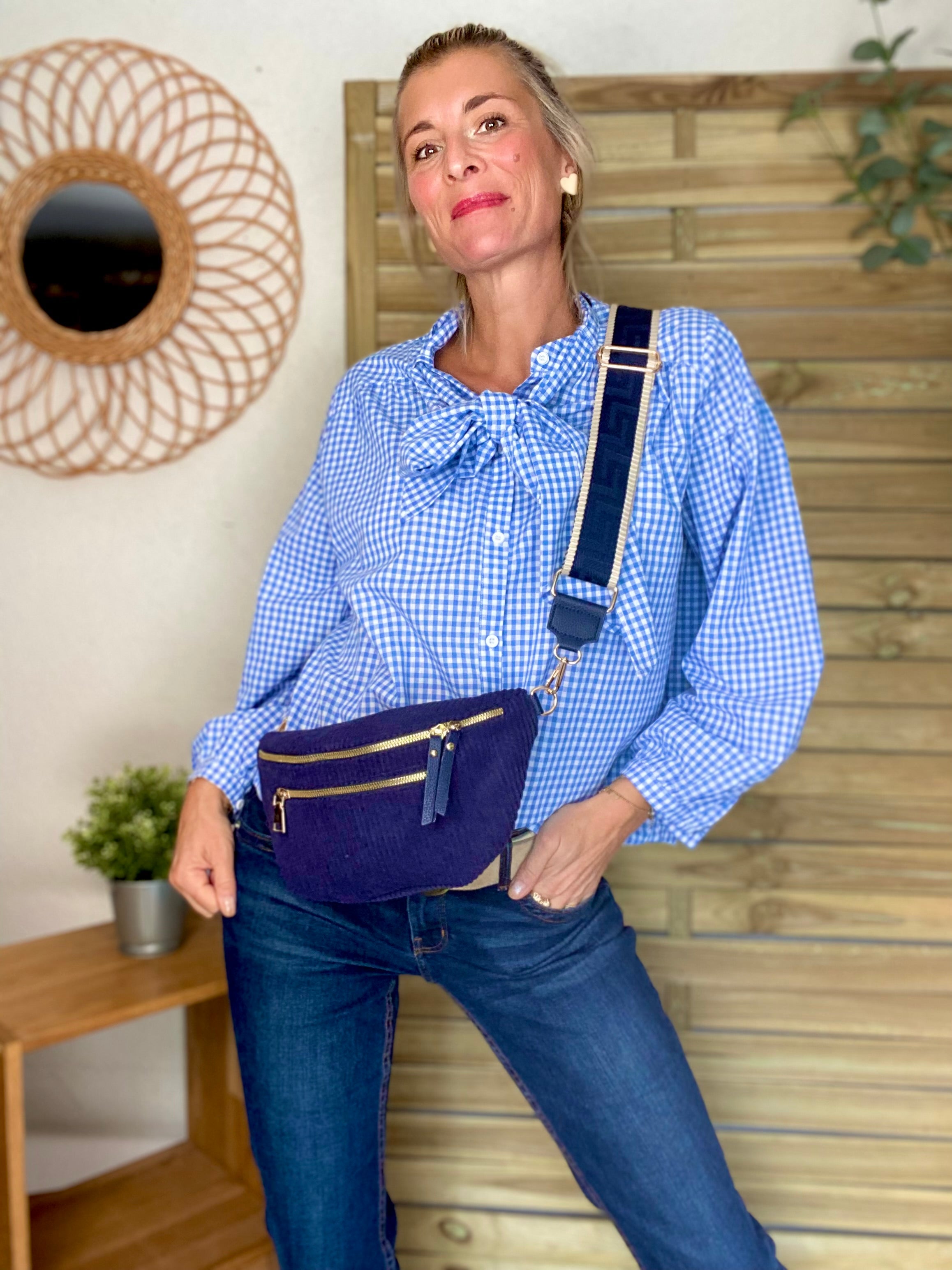 ⚡️ PÉPITES FRIDAY - Chemise Vichy bleu col Lavallière - EVELYN