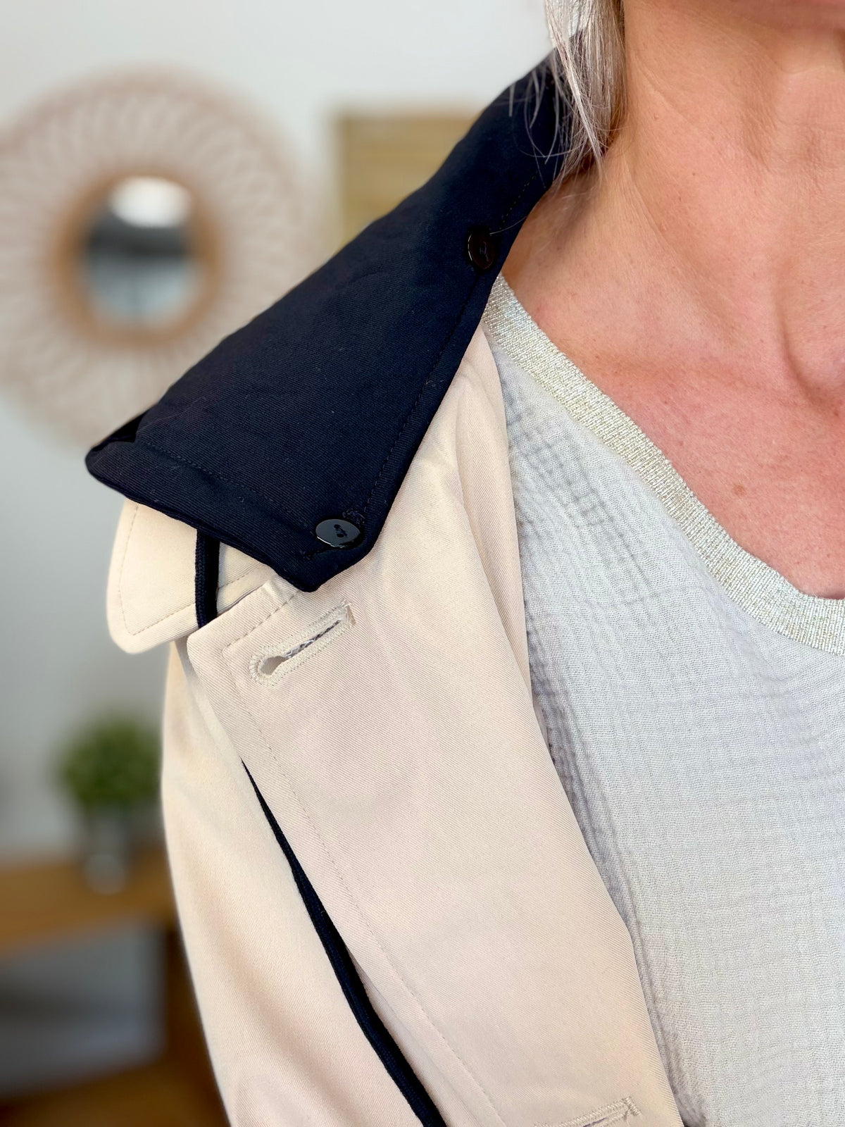 ⚡️ ARRIVAGE • Veste Trench avec capuche amovible, doublure à carreaux GAËLLE Beige