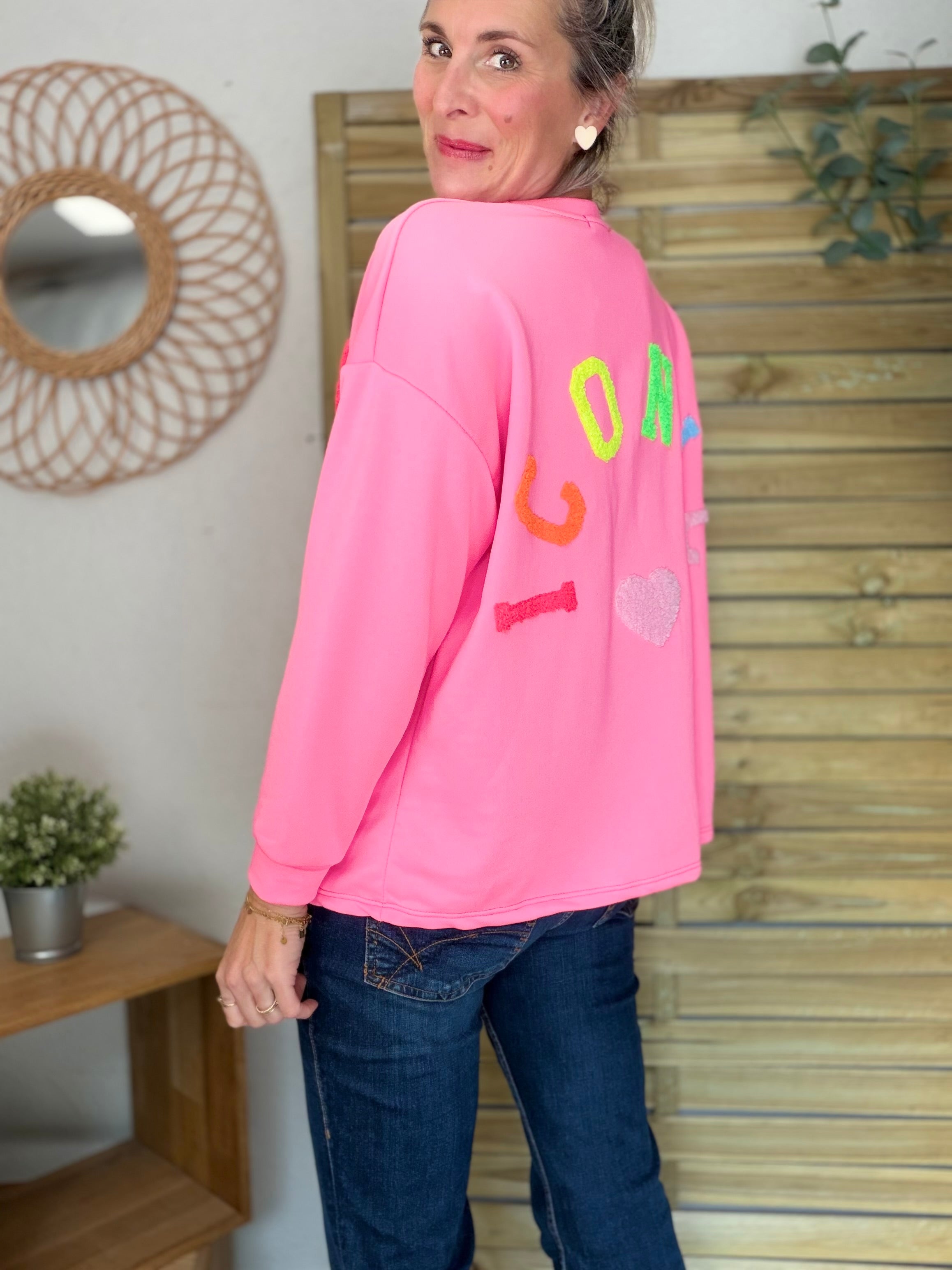 Sweat ICONIC multicolore - NORA Rose fuschia