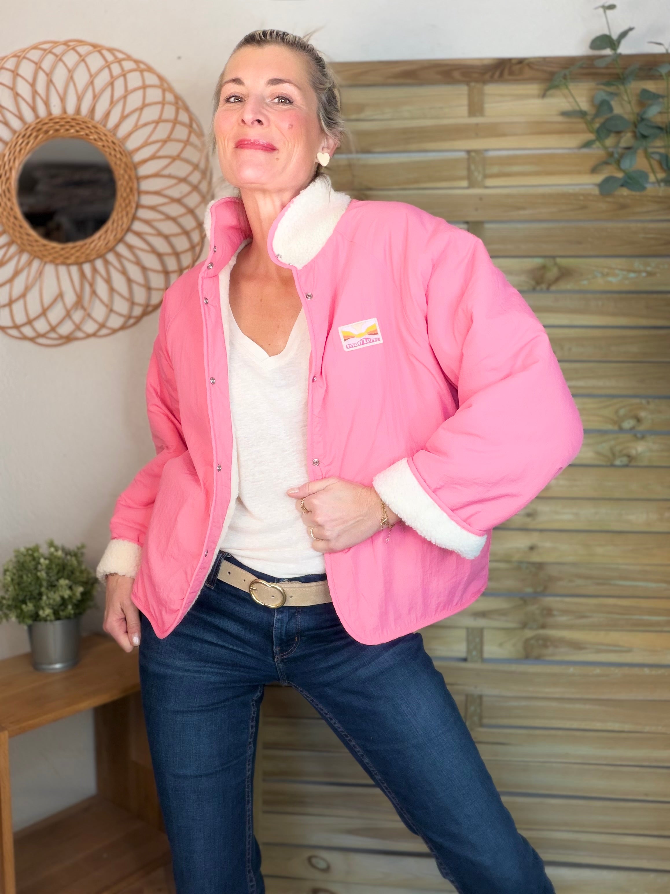 Veste matelassée réversible Sherpa AMÉLIE Rose