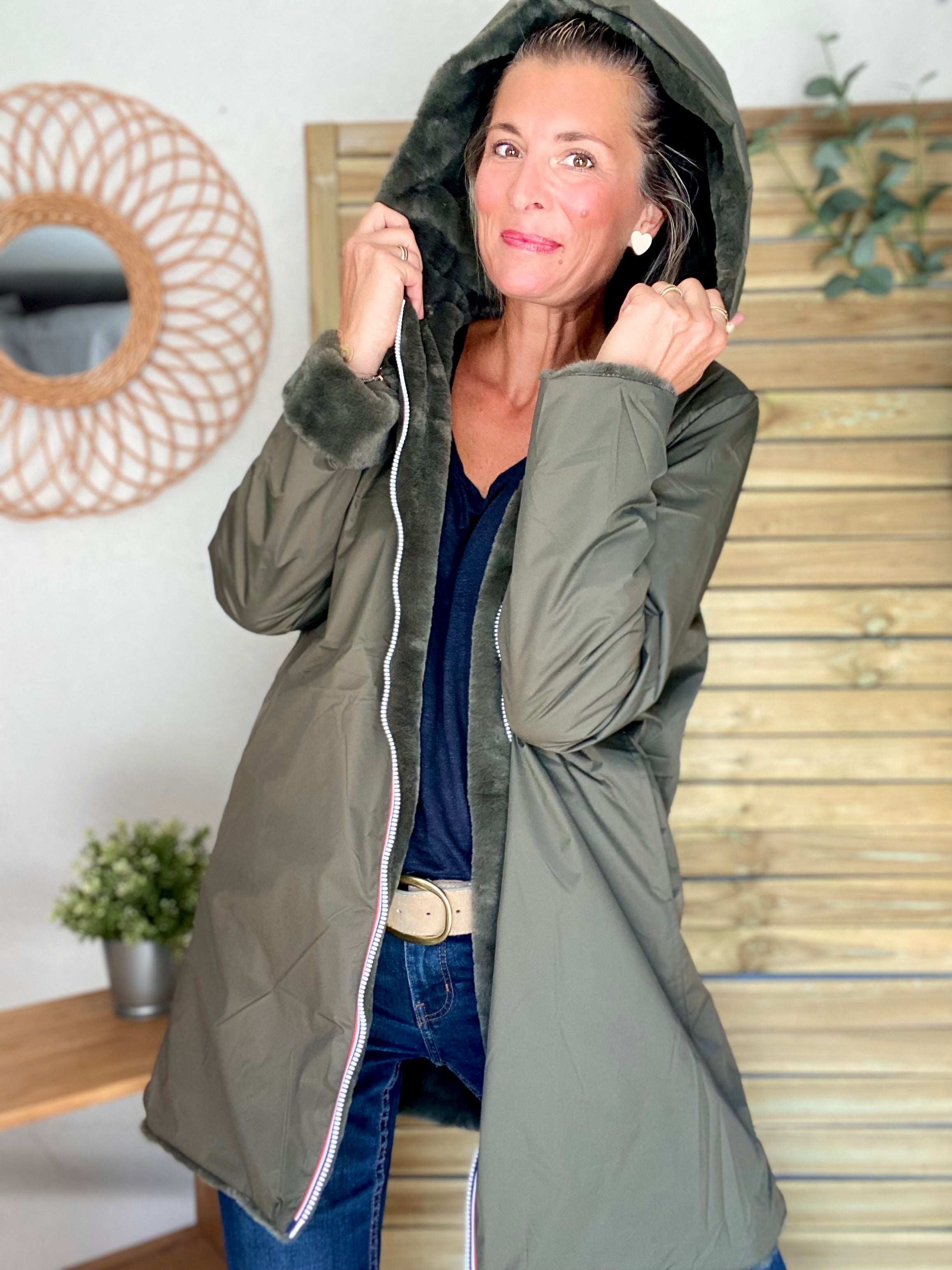 Parka Imperméable réversible fourrée Kaki / Kaki ALIX - LAURA JO